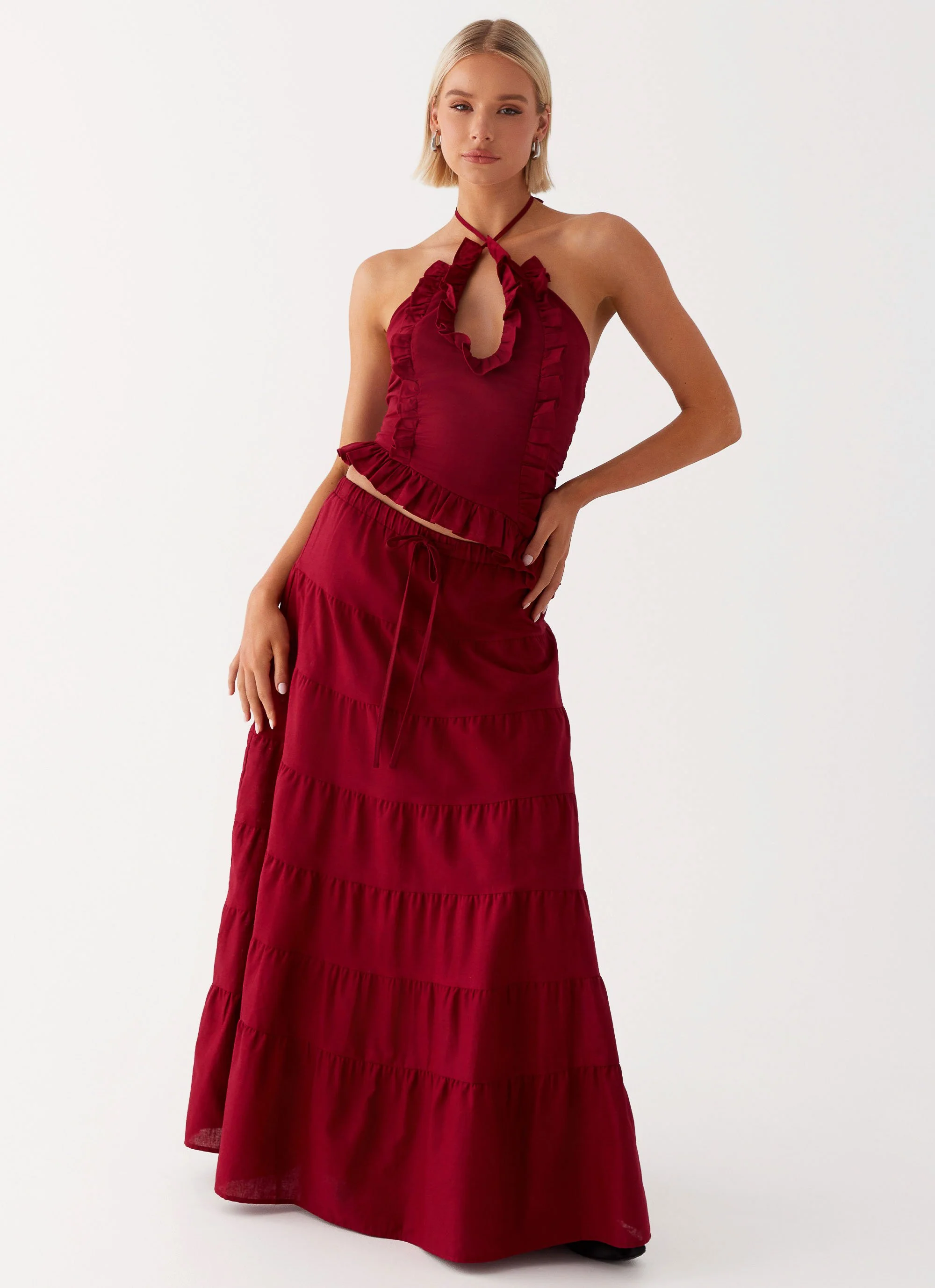 Mariella Linen Top - Maroon - Image 5