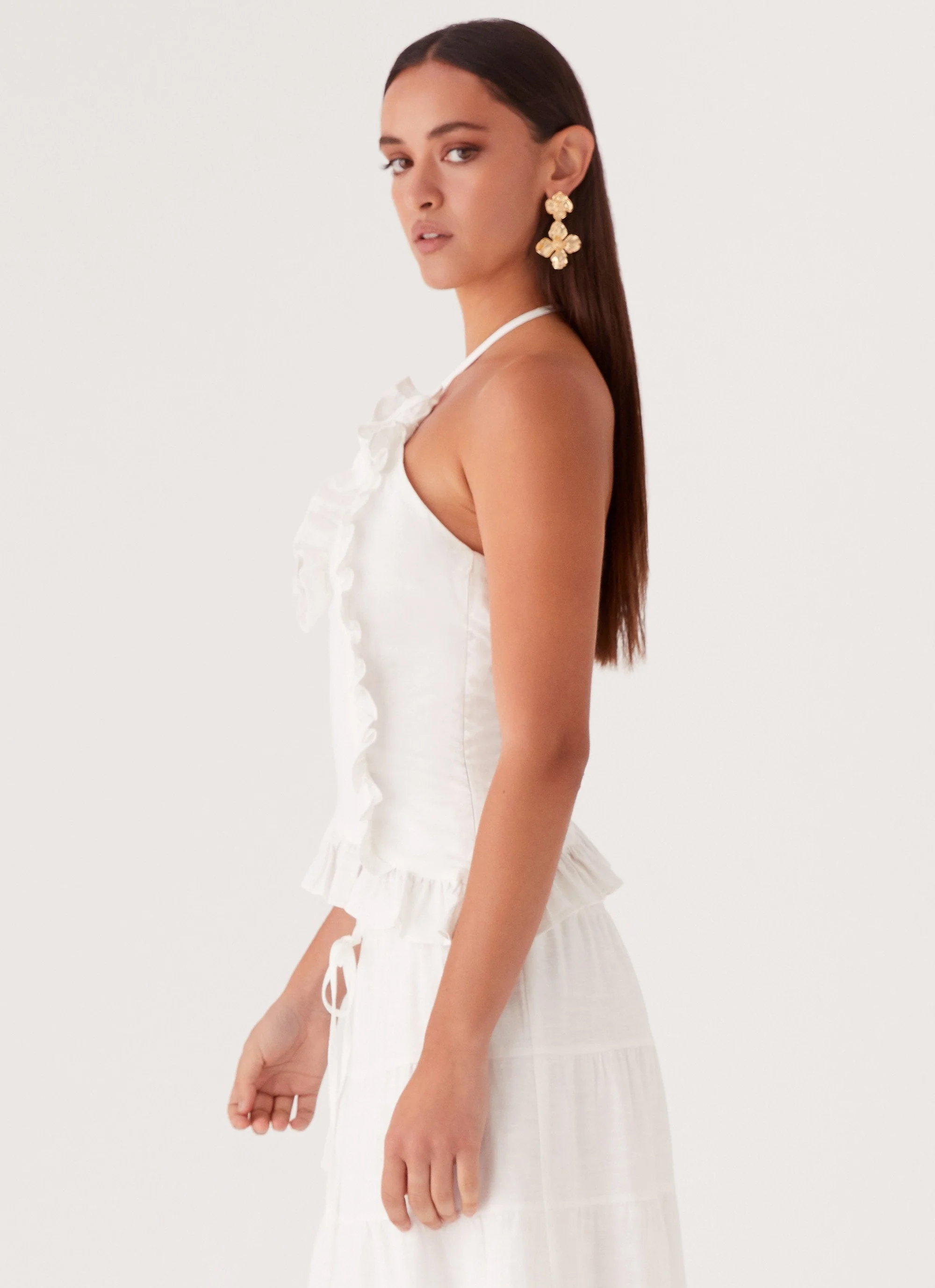 Mariella Linen Top - White - Image 4