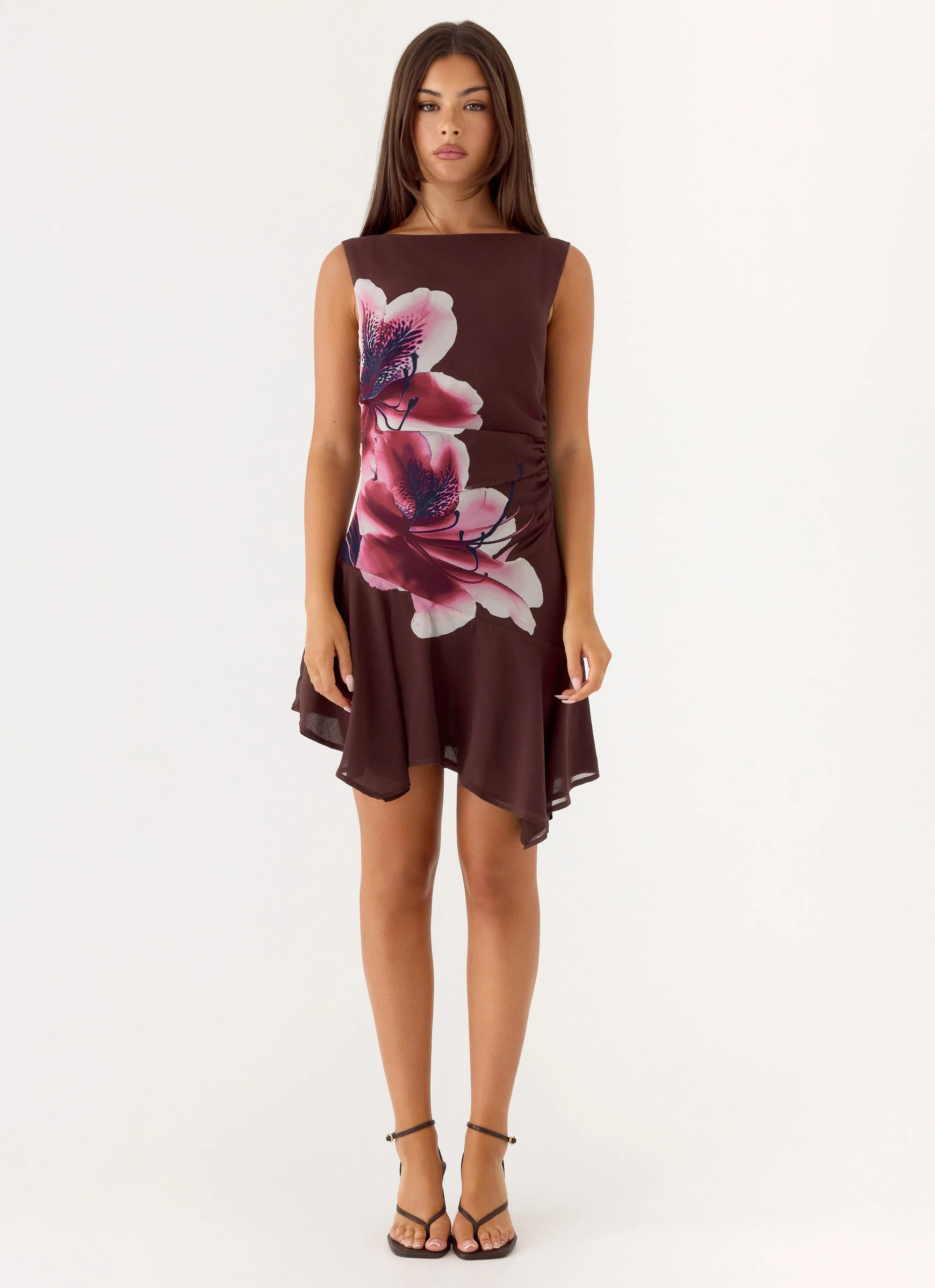 Maris Asymmetrical Mini Dress - Velvet Bloom - Image 4