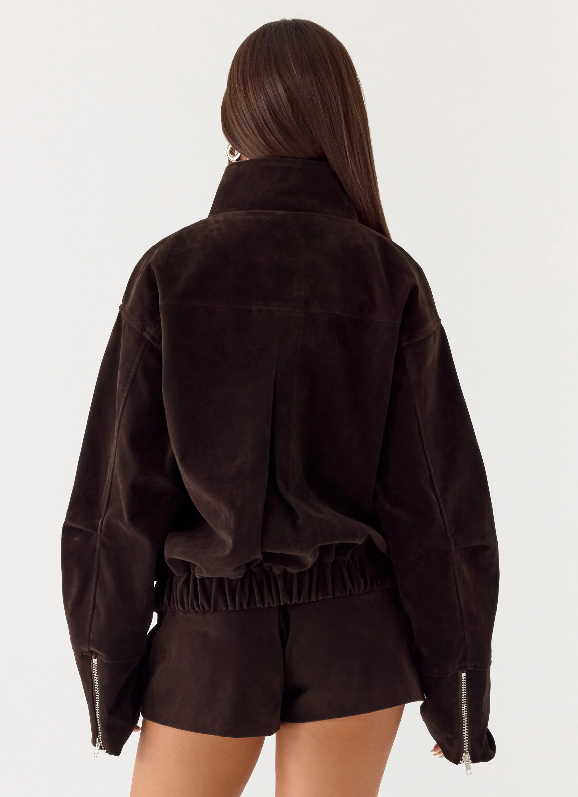 Marlow Faux Suede Jacket - Chocolate - Image 4