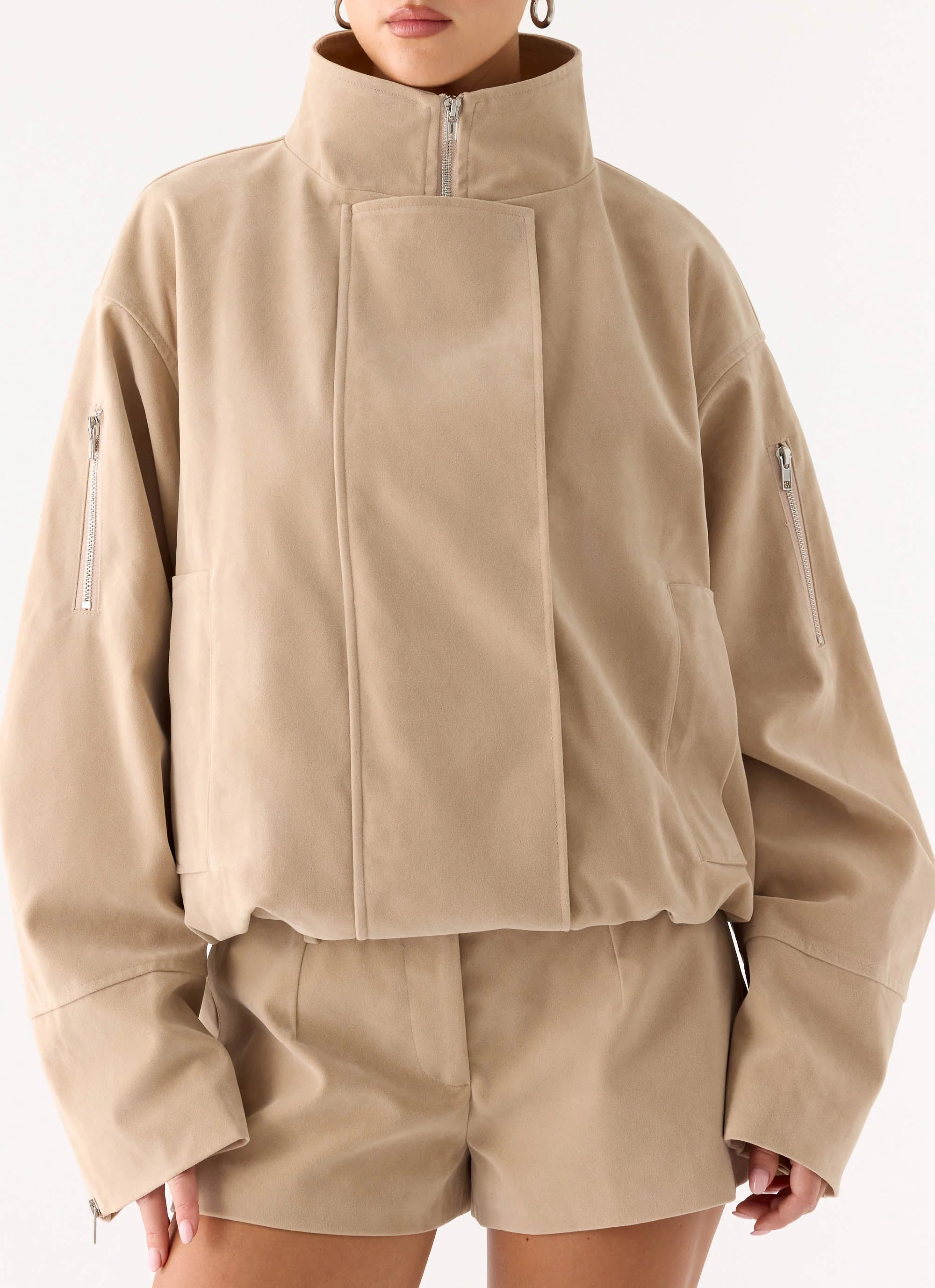Marlow Faux Suede Jacket - Cream - Image 5