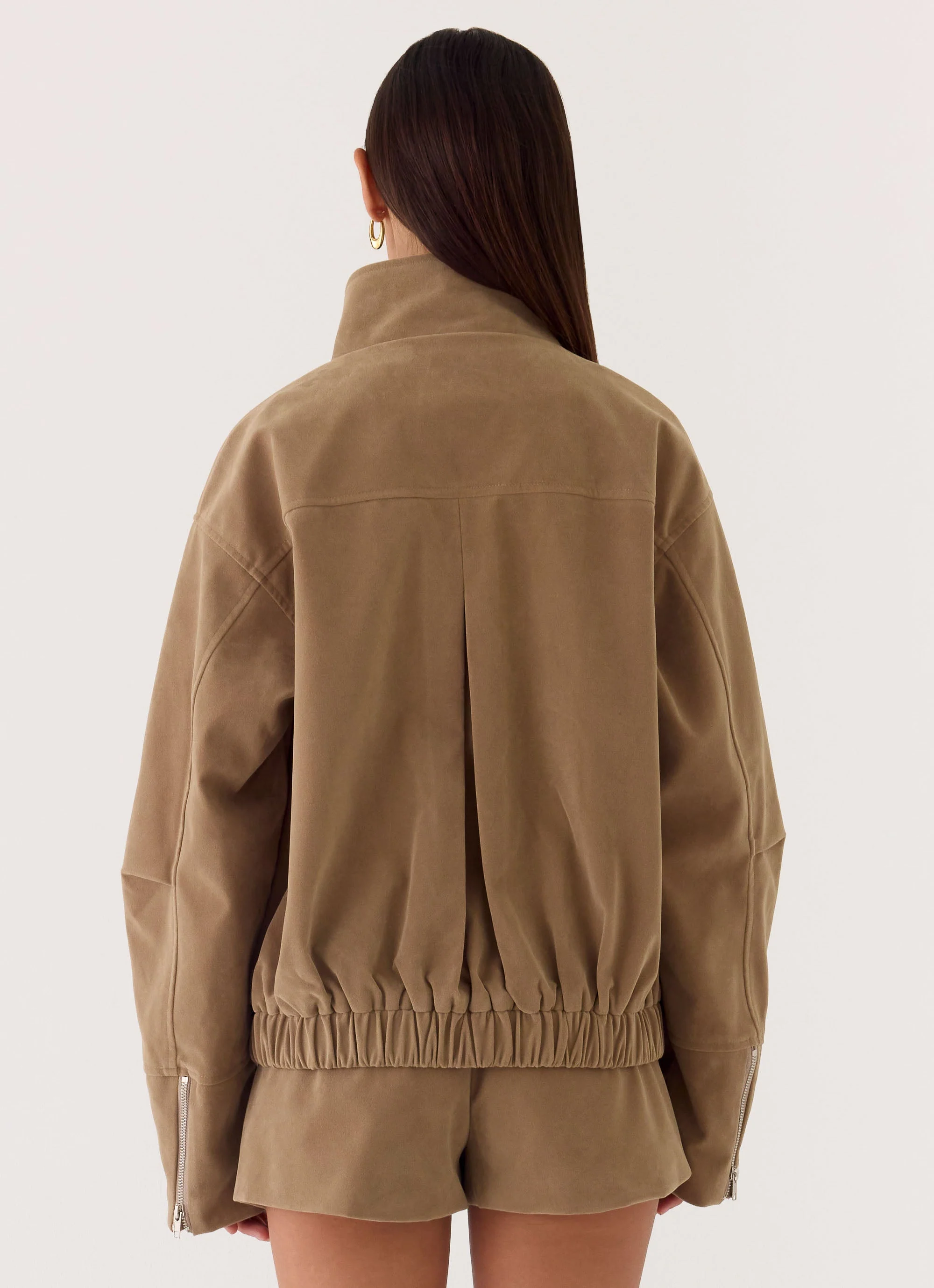 Marlow Faux Suede Jacket - Taupe - Image 4
