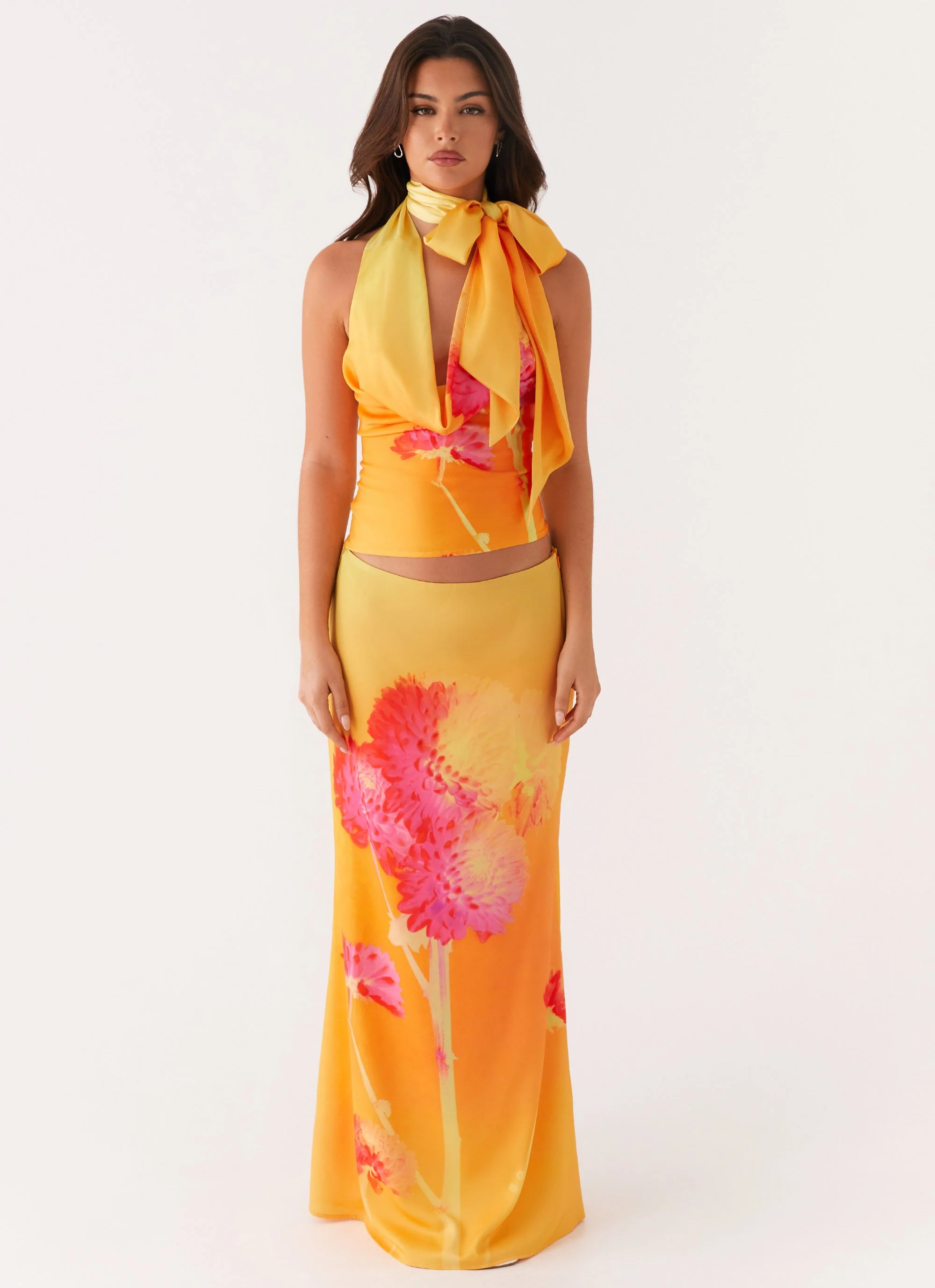 Marrakesh Maxi Skirt - Orange Floral - Image 2