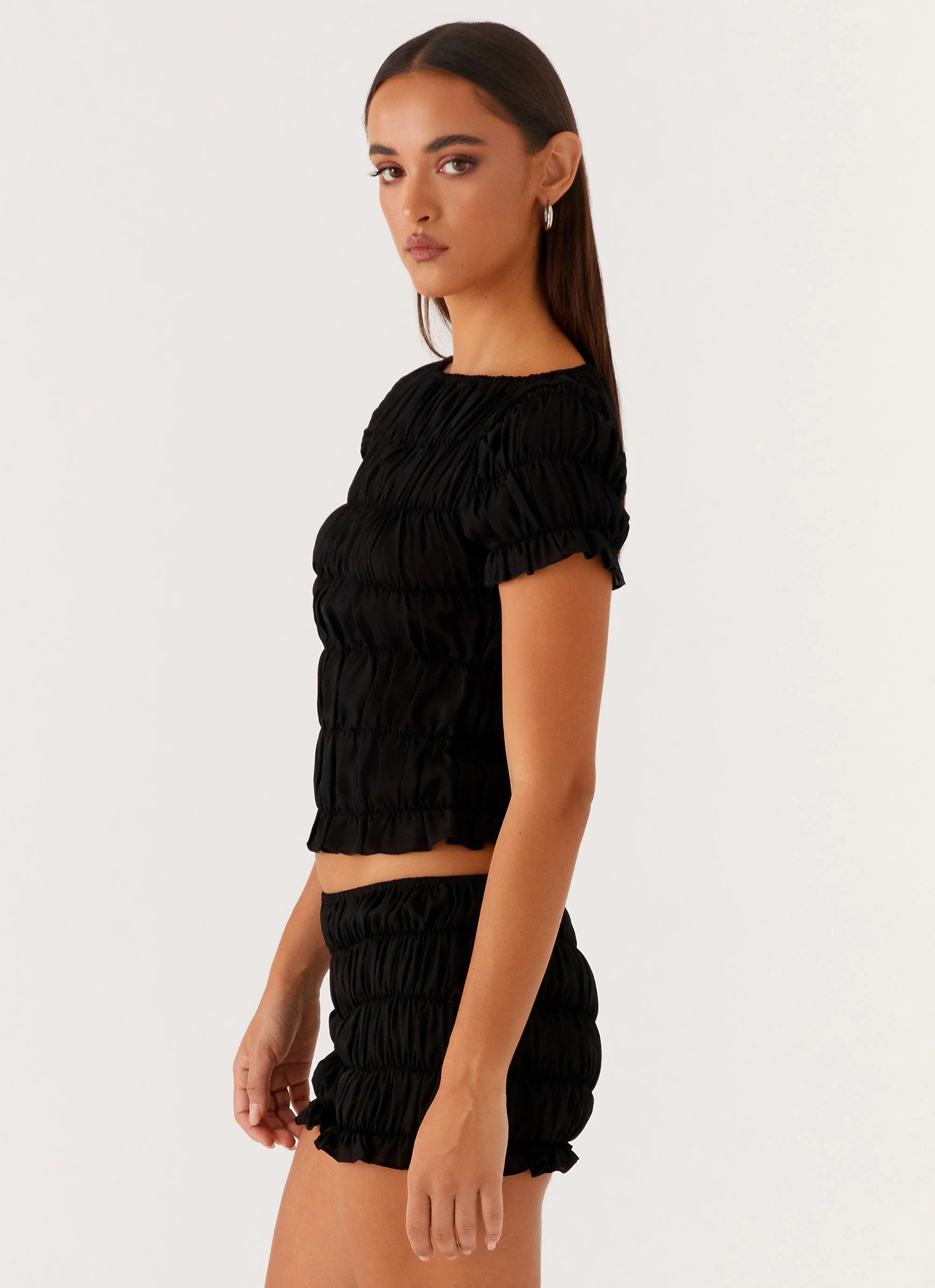 Mateo Ruched Top - Black - Image 3