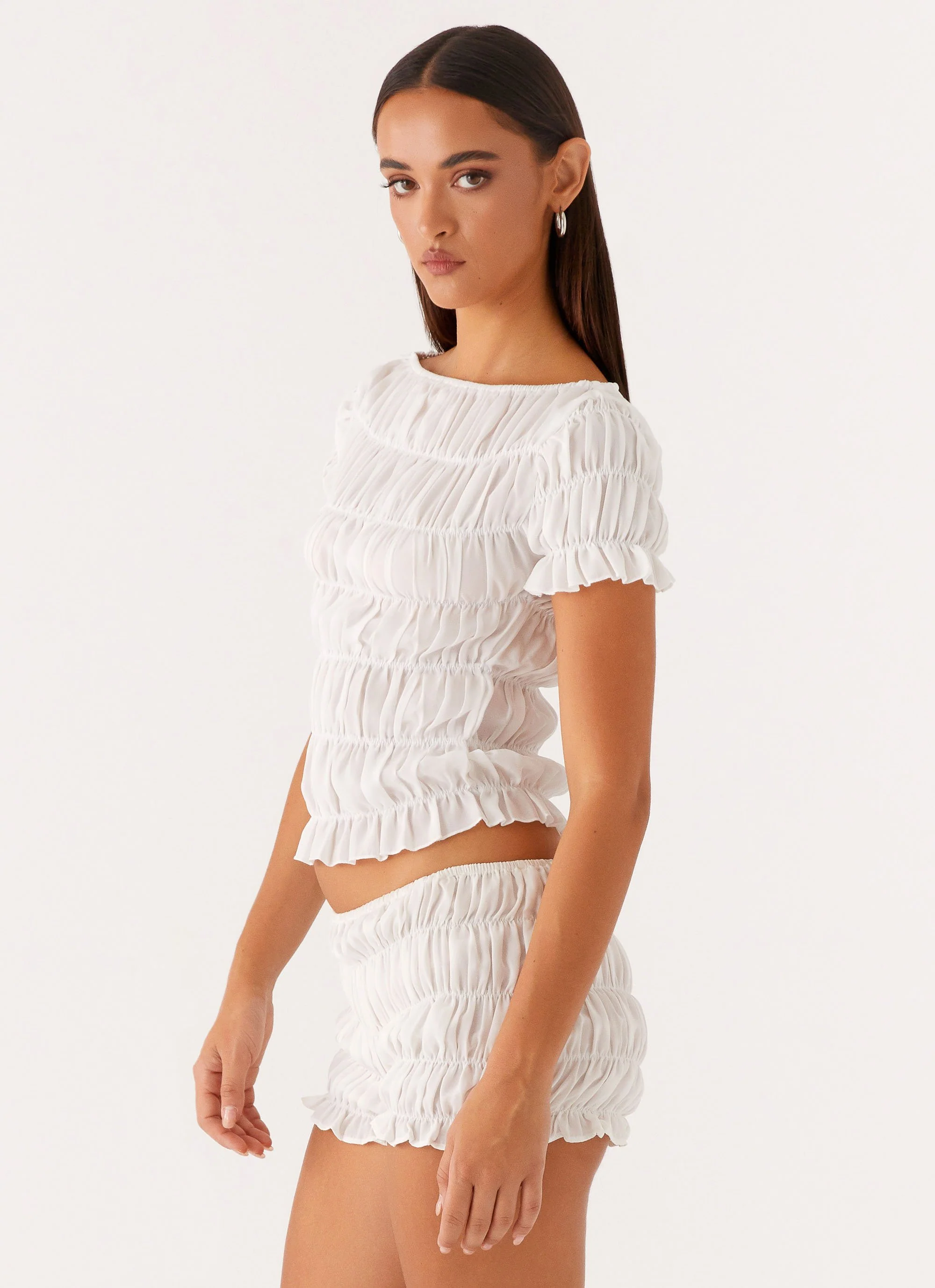 Mateo Ruched Top - White - Image 3
