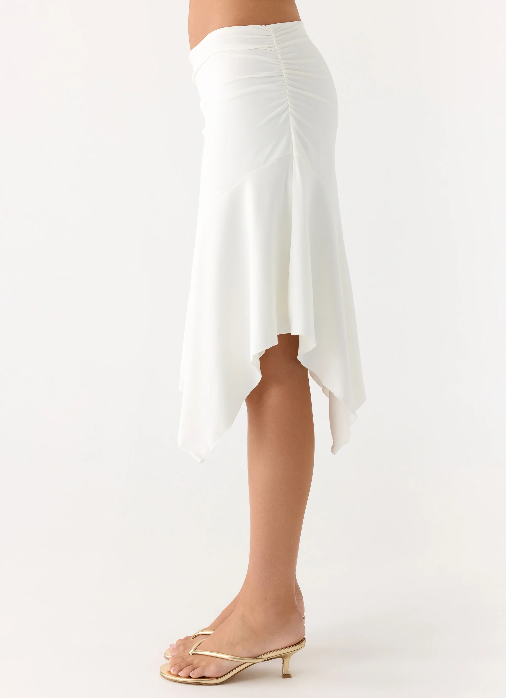 Maxina Asymmetrical Midi Skirt - White - Image 3