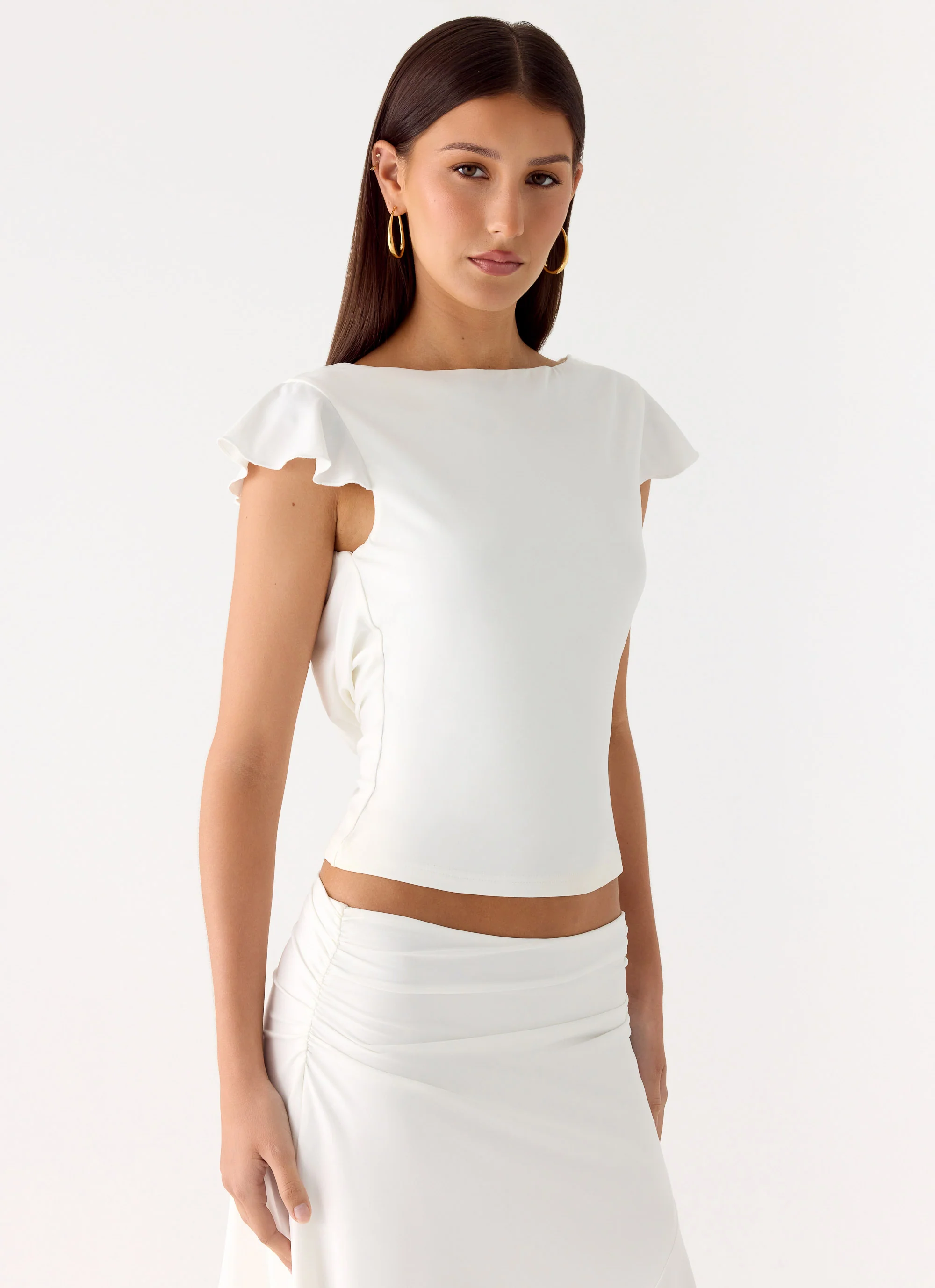 Maxina Cap Sleeve Top - White - Image 4
