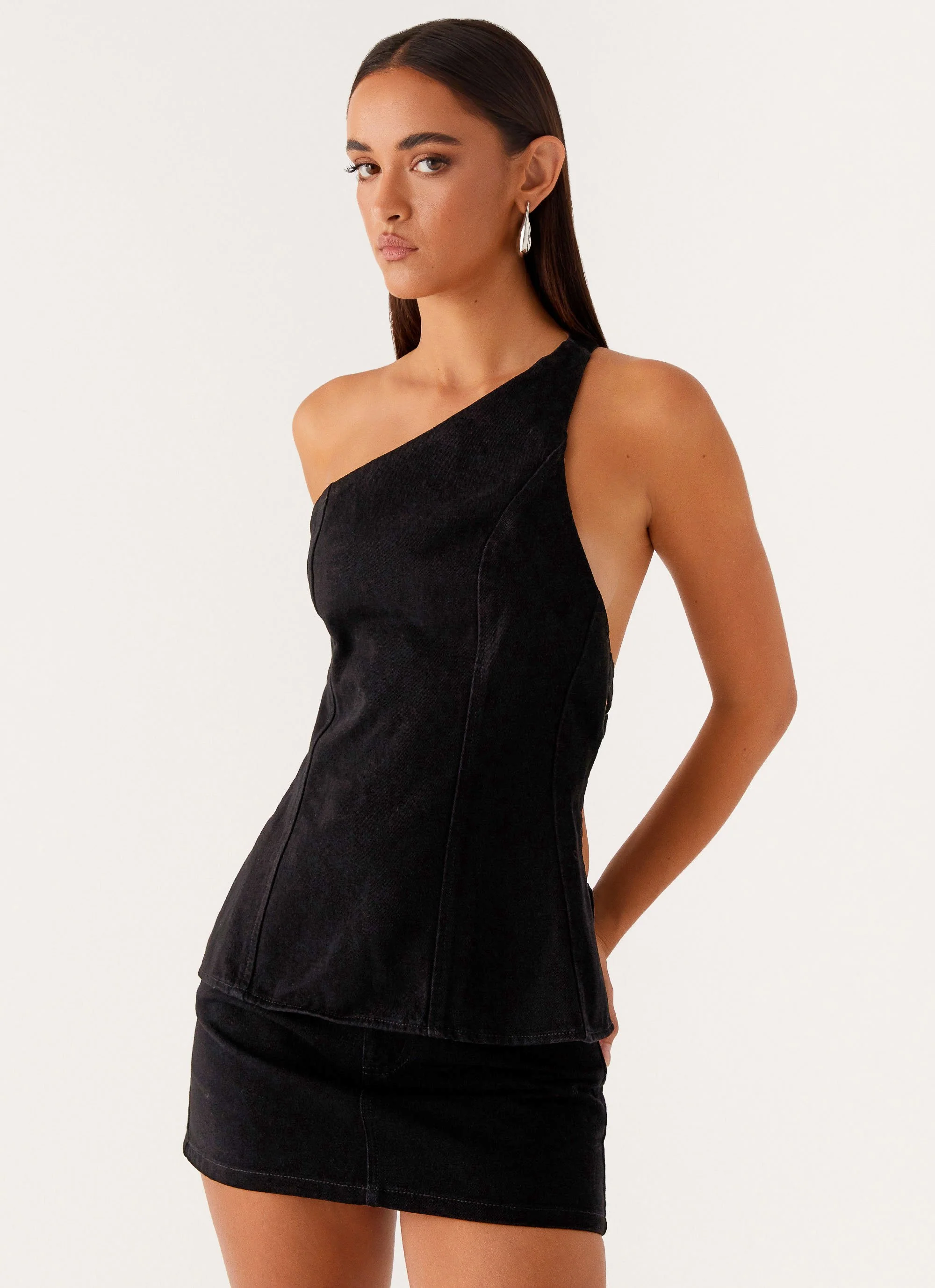 Maysa Denim Top - Black - Image 5