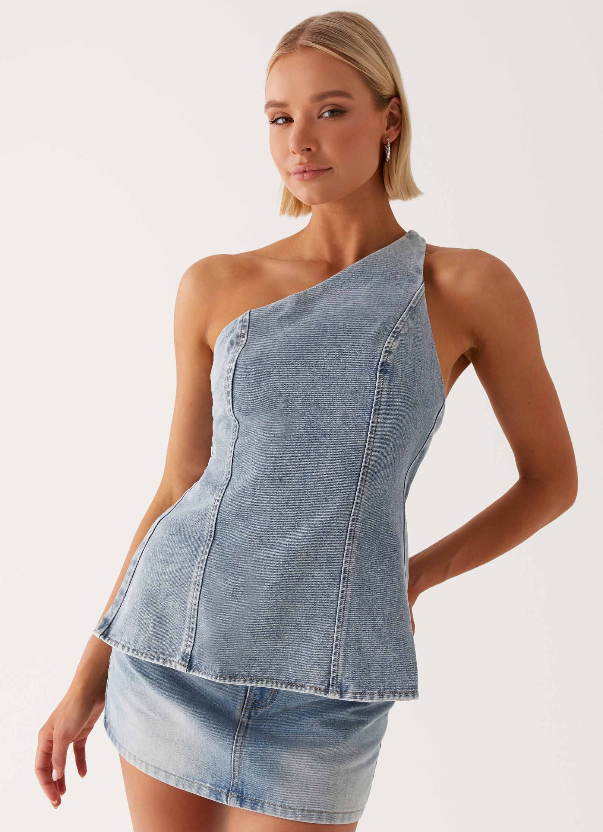 Maysa Denim Top - Blue - Image 5