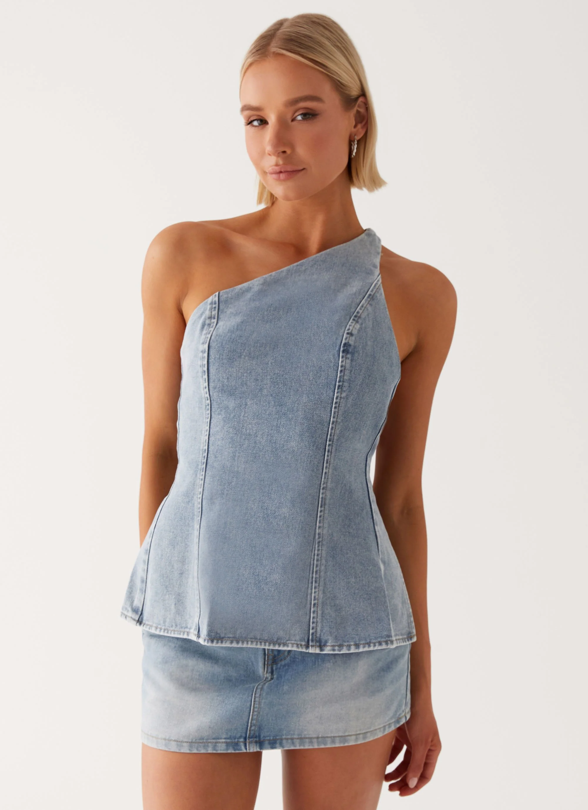 Maysa Low Rise Mini Skirt - Blue - Image 5