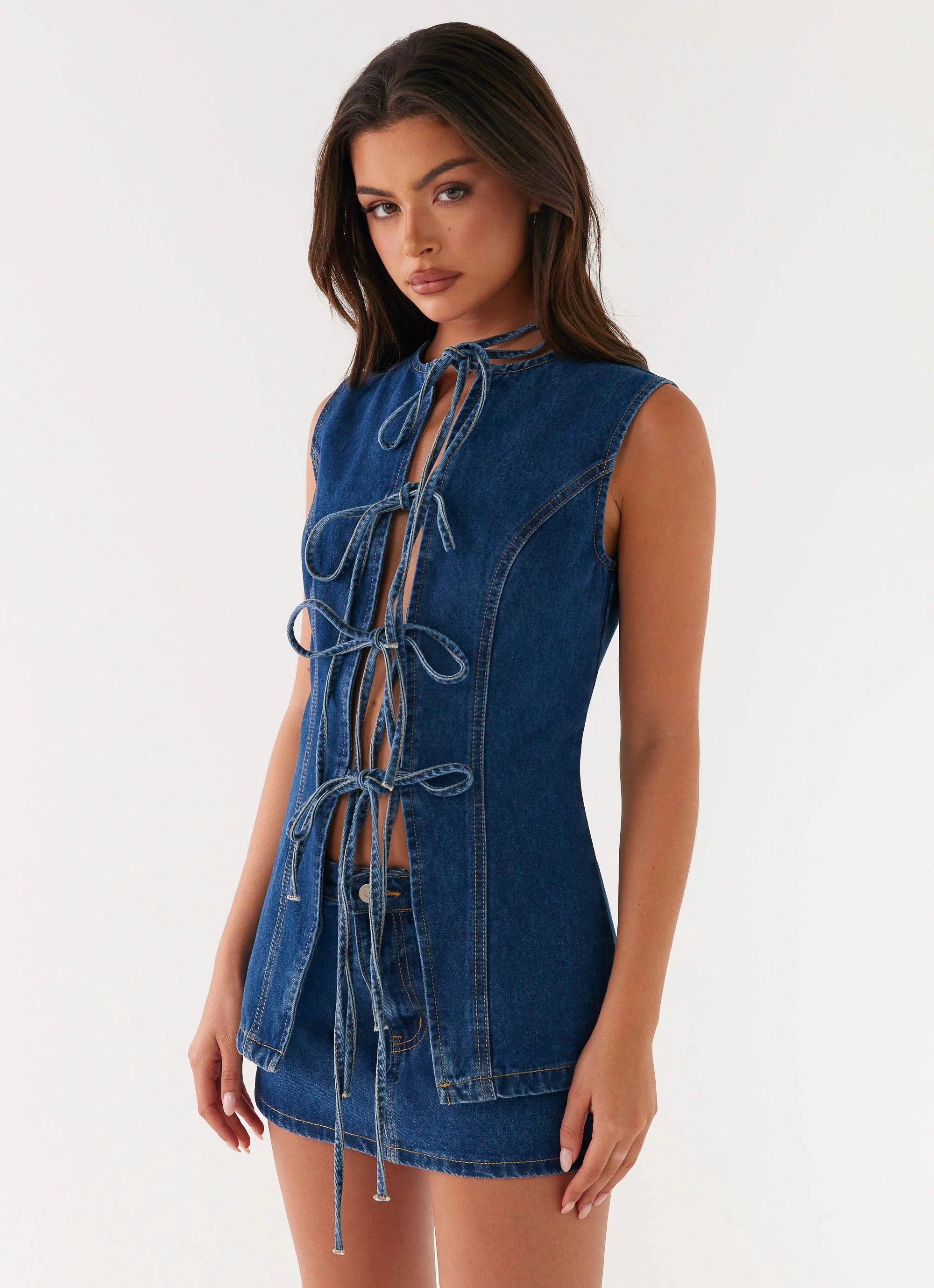 Maysa Low Rise Mini Skirt - Dark Blue - Image 3