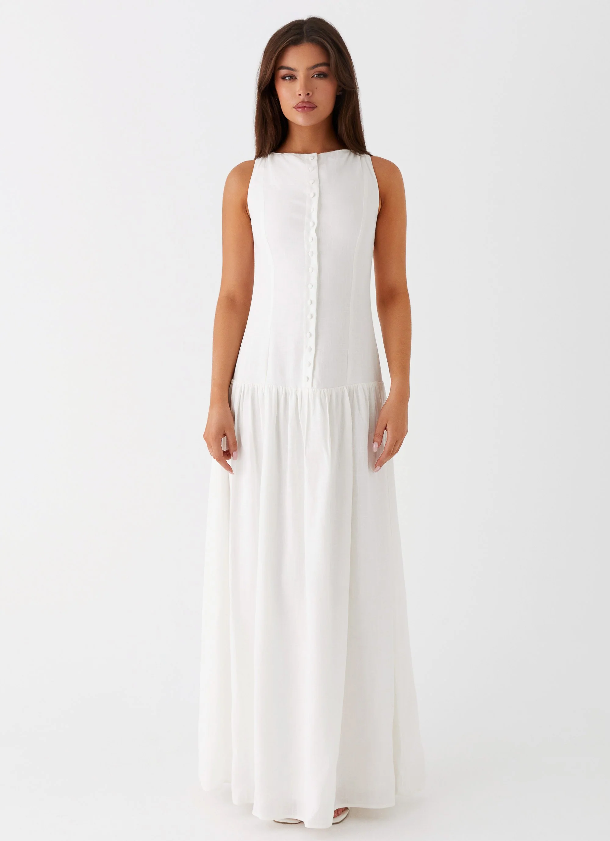 Meggie Linen Maxi Dress - White - Image 2