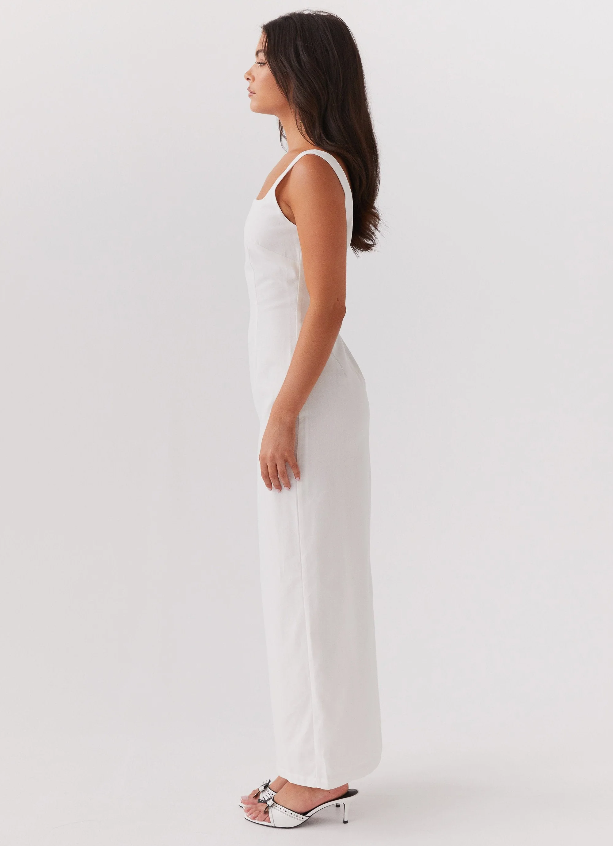 Melina Linen Maxi Dress - White - Image 2