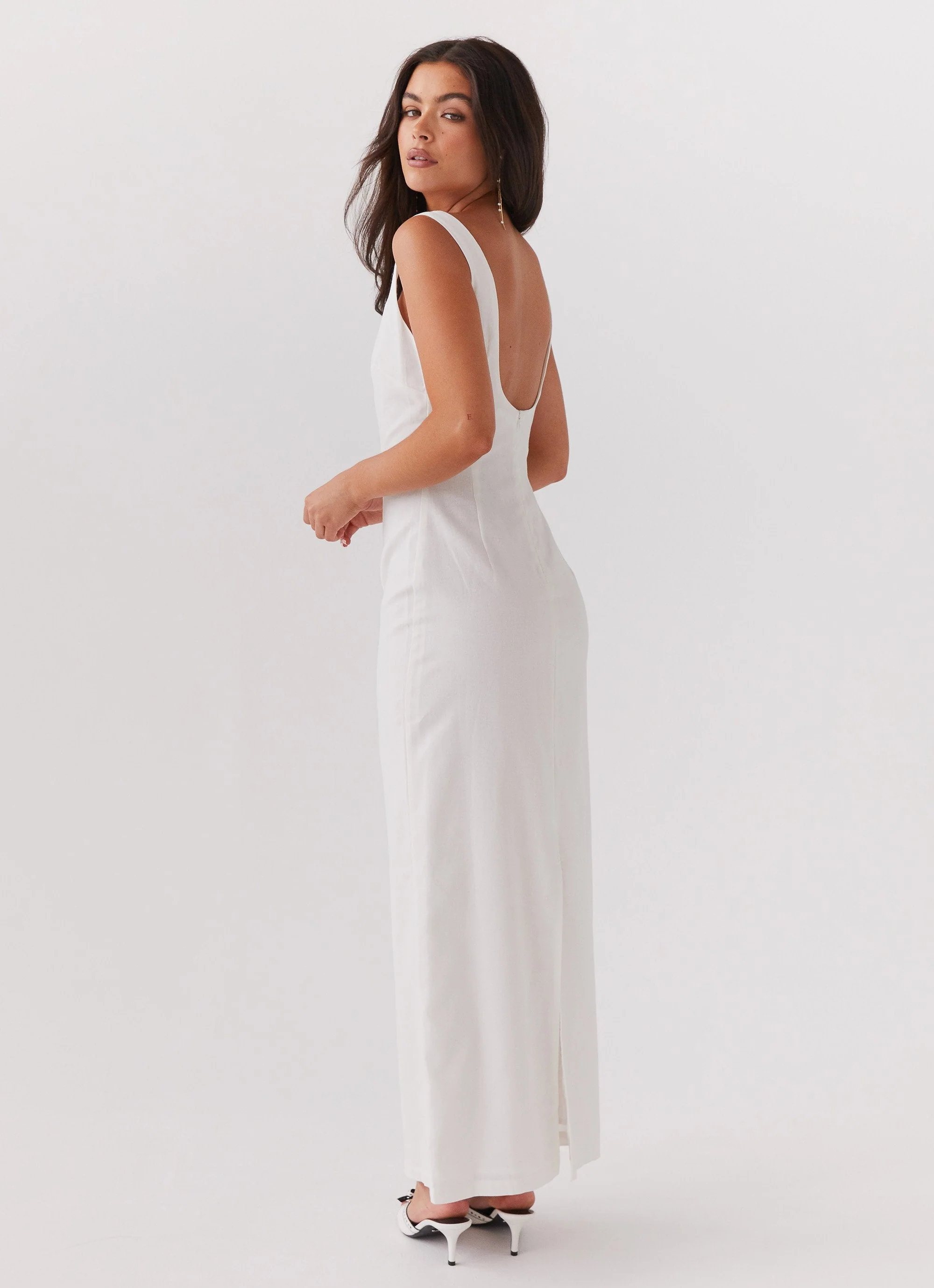 Melina Linen Maxi Dress - White - Image 4