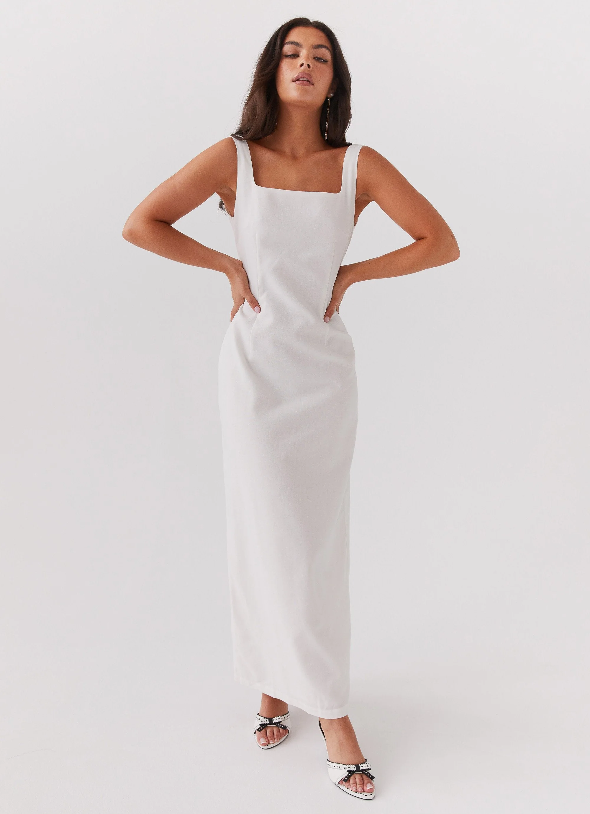 Melina Linen Maxi Dress - White - Image 6