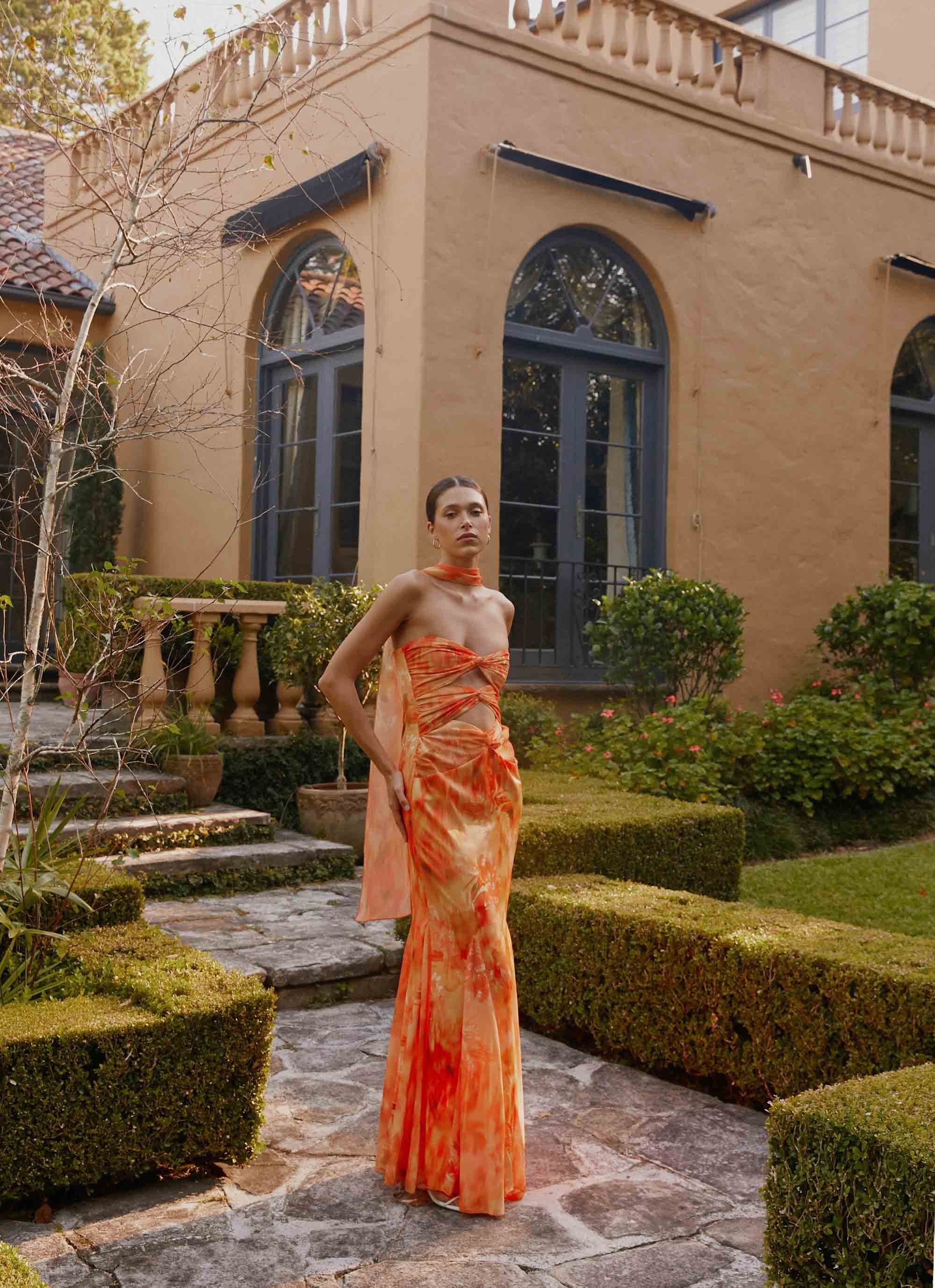 Melrose Satin Chiffon Maxi Dress - Sunset Floral - Image 3
