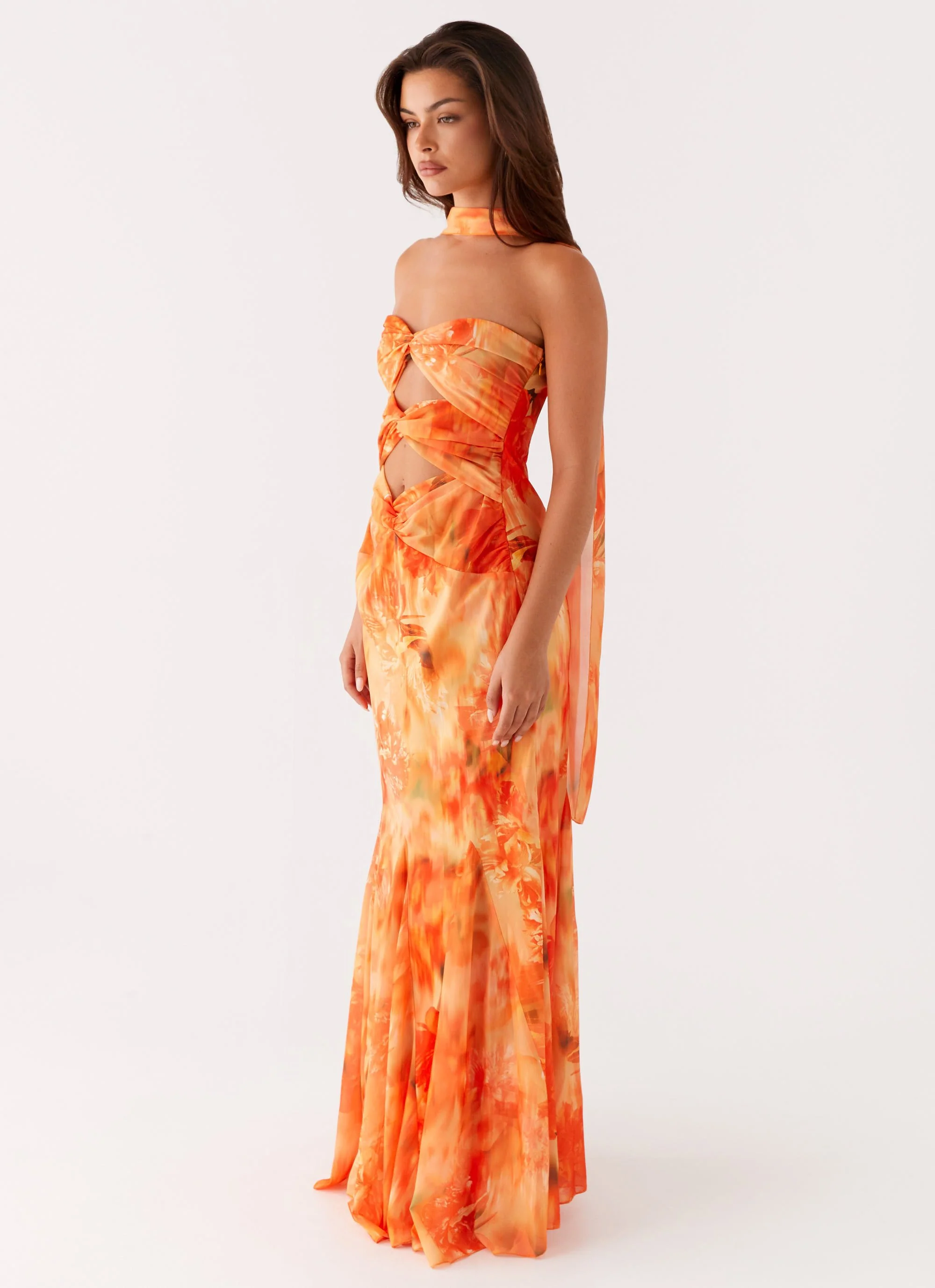 Melrose Satin Chiffon Maxi Dress - Sunset Floral - Image 5