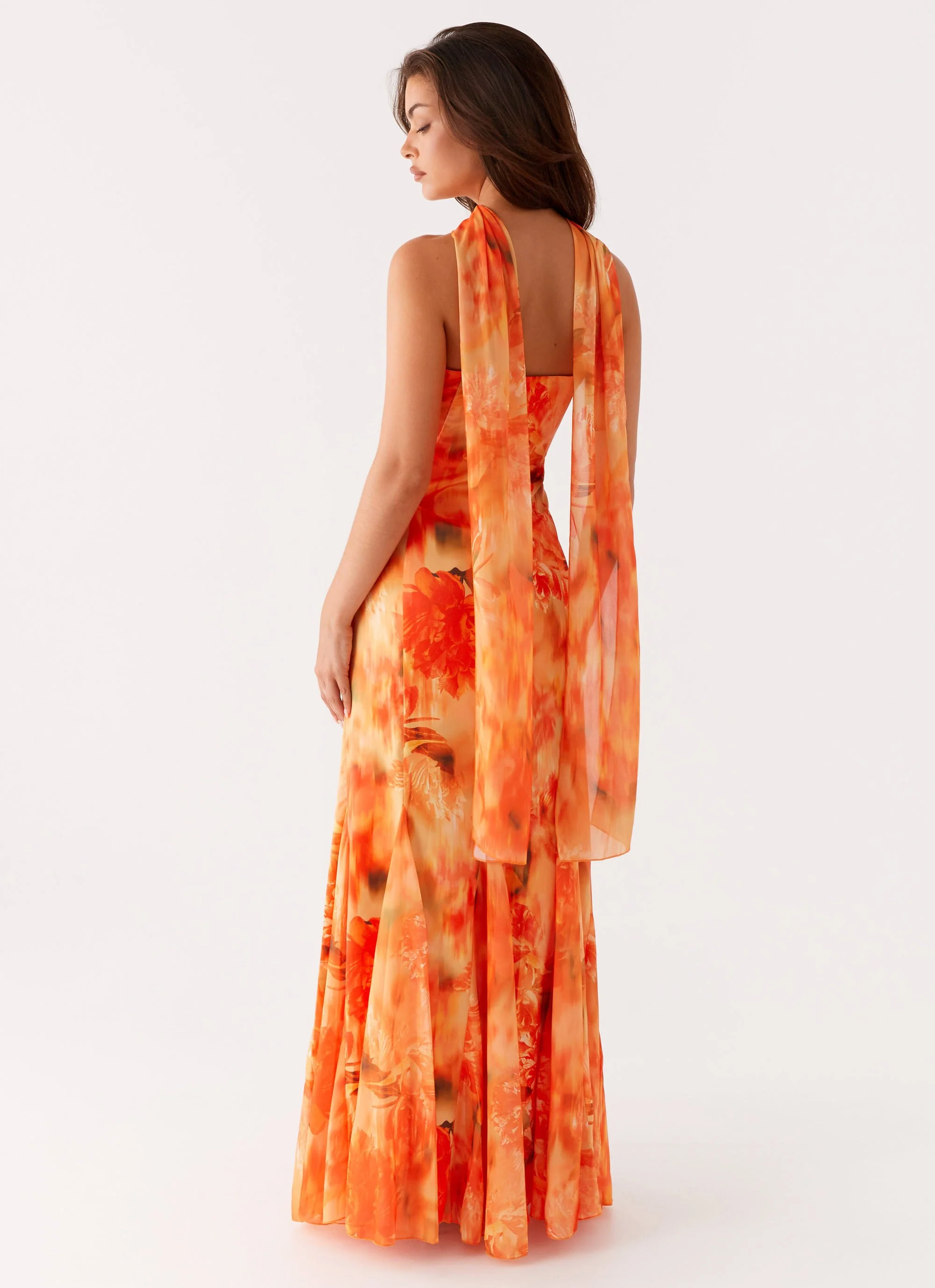 Melrose Satin Chiffon Maxi Dress - Sunset Floral - Image 6