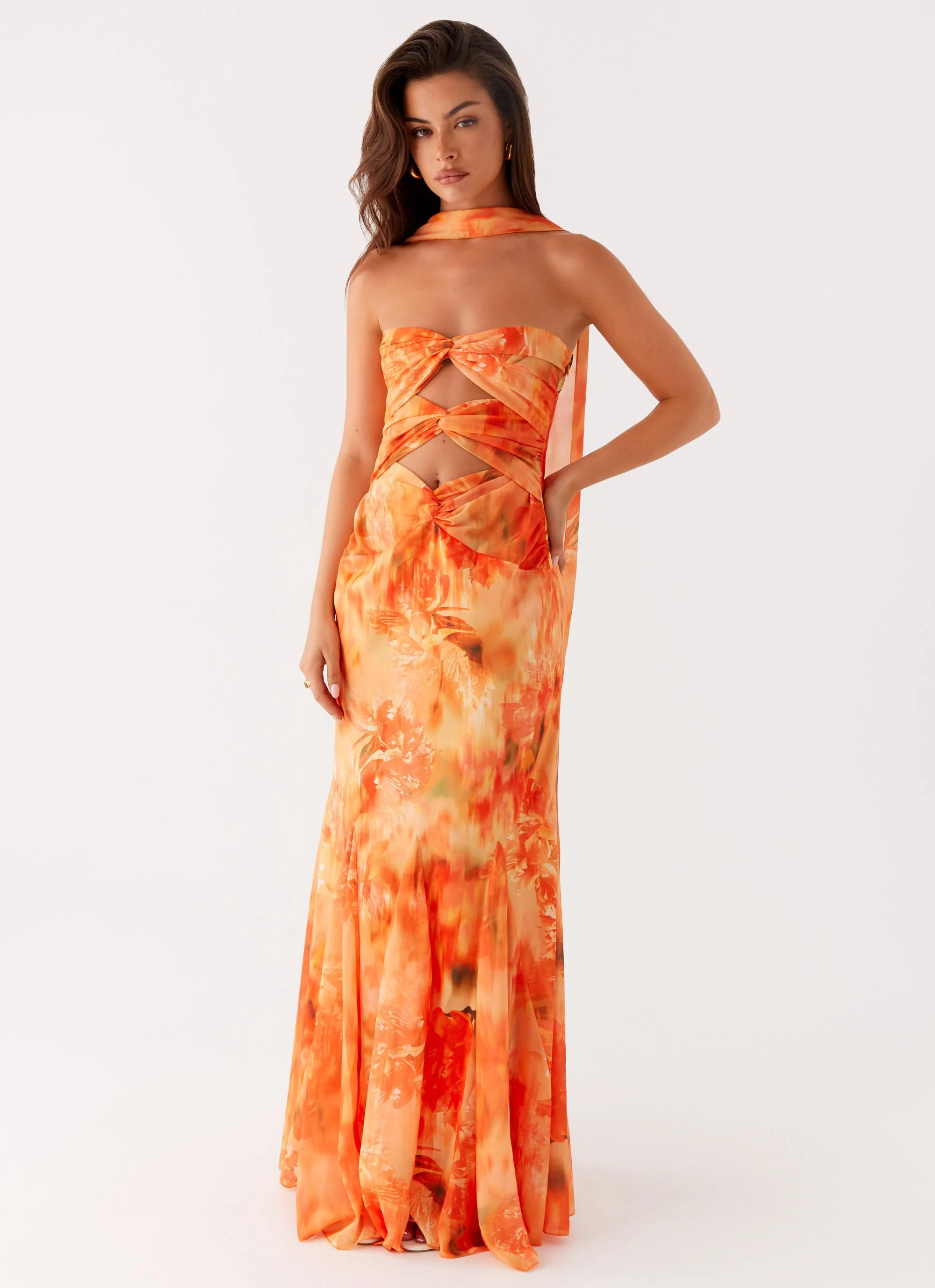 Melrose Satin Chiffon Maxi Dress - Sunset Floral - Image 7