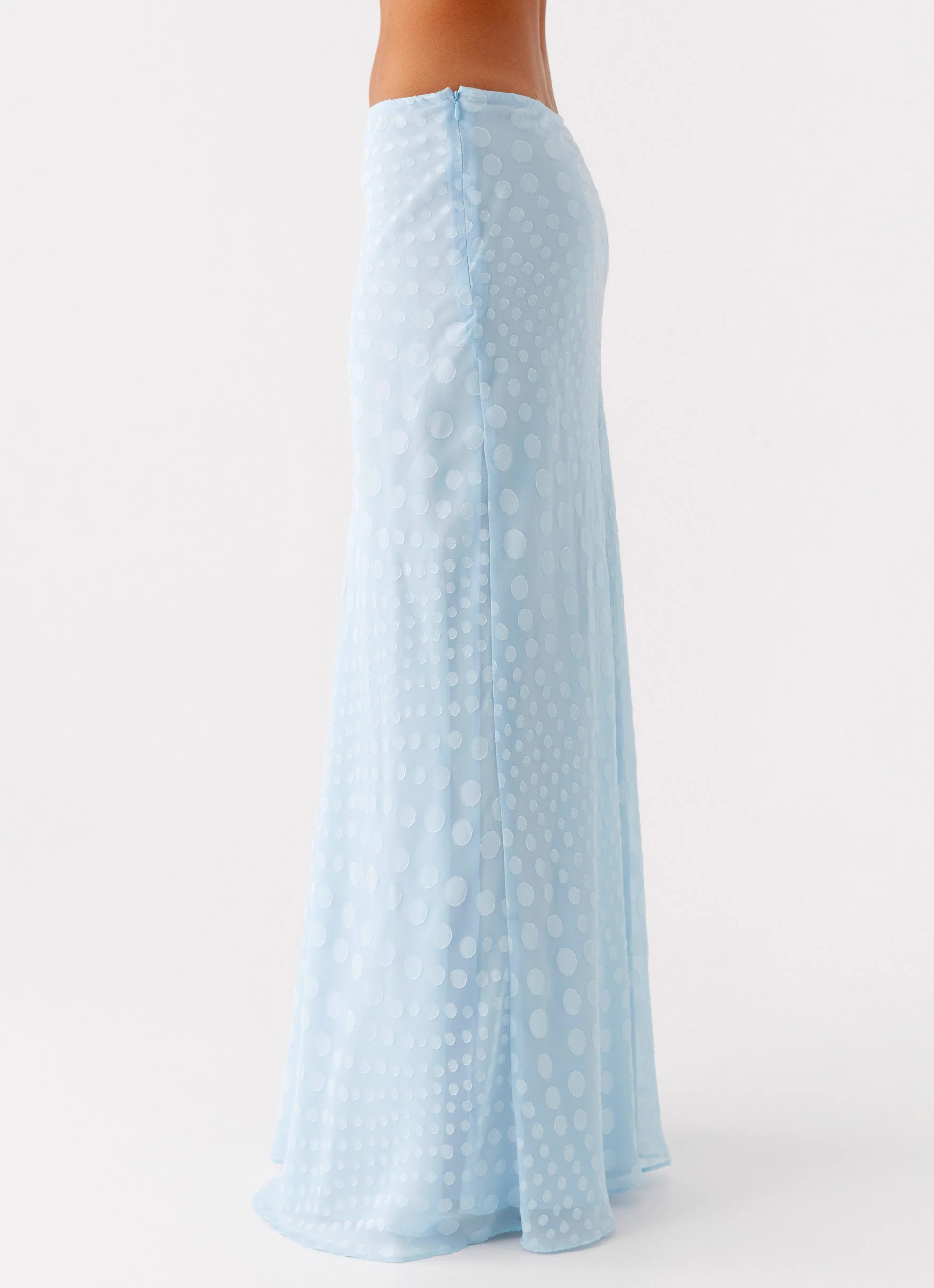 Mena Chiffon Spot Maxi Skirt - Blue - Image 6