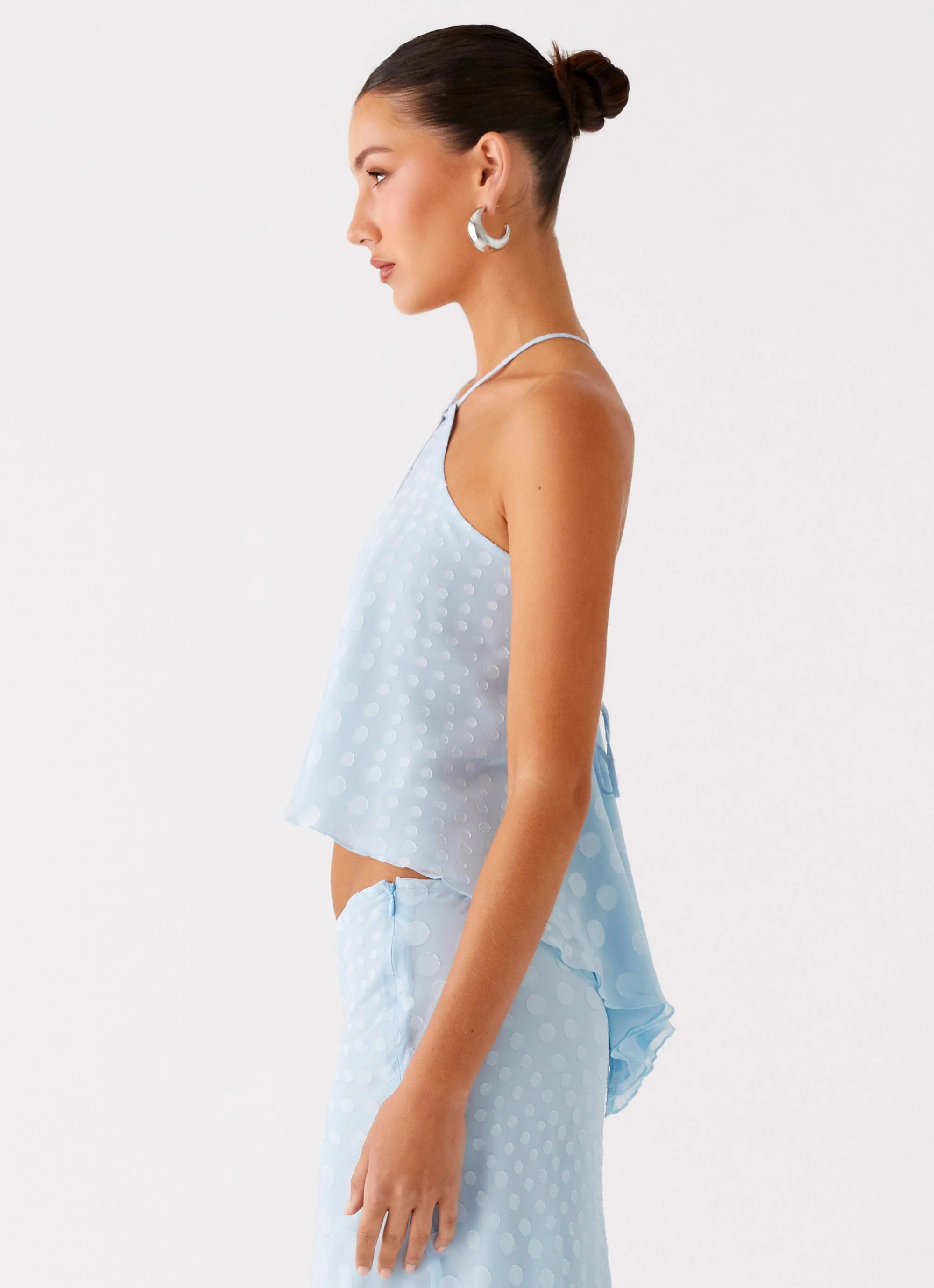 Mena Chiffon Spot Top - Blue - Image 5