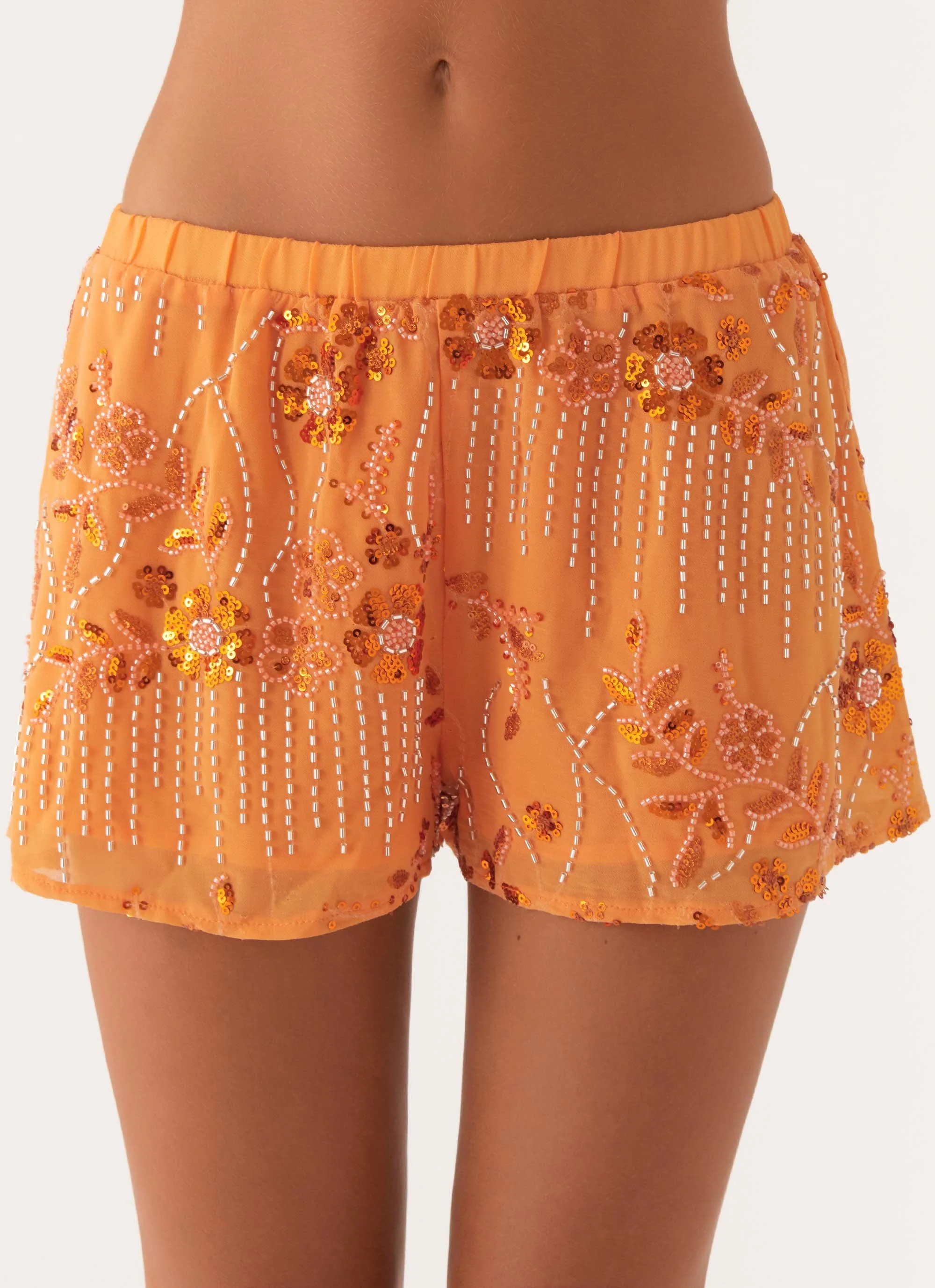 Mercer Sequin Mini Shorts - Orange - Image 6