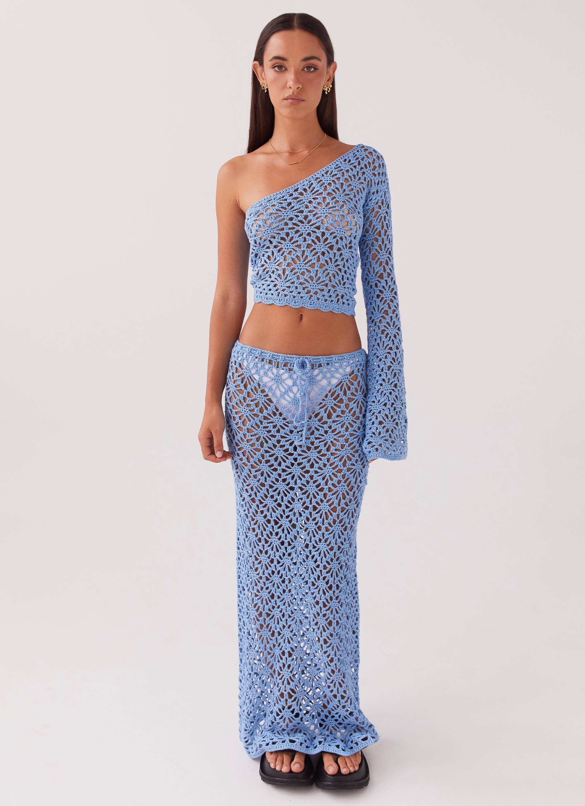 Merliah Crochet Maxi Skirt - Blue - Image 3