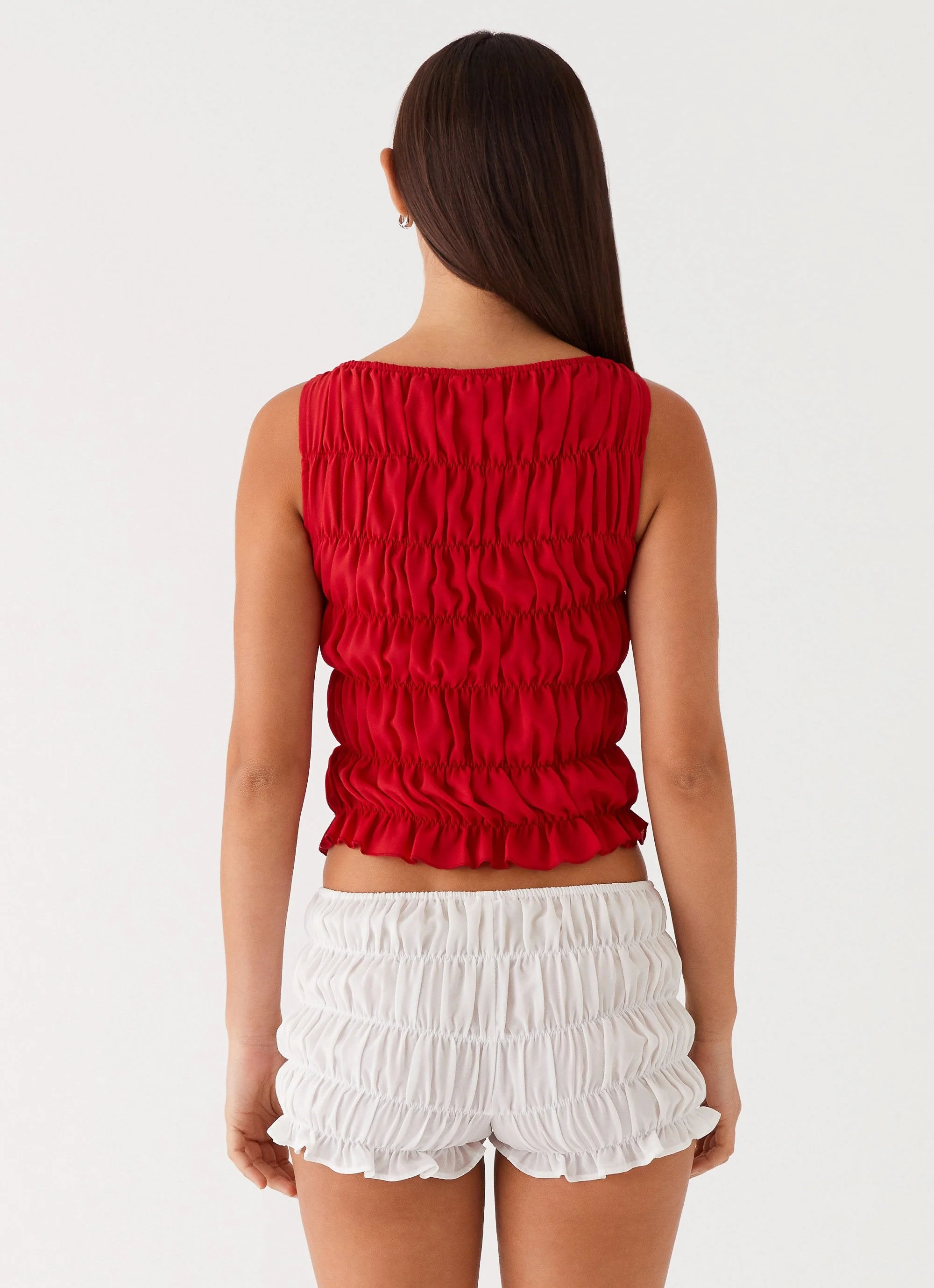Messina Ruched Tank Top - Red - Image 4