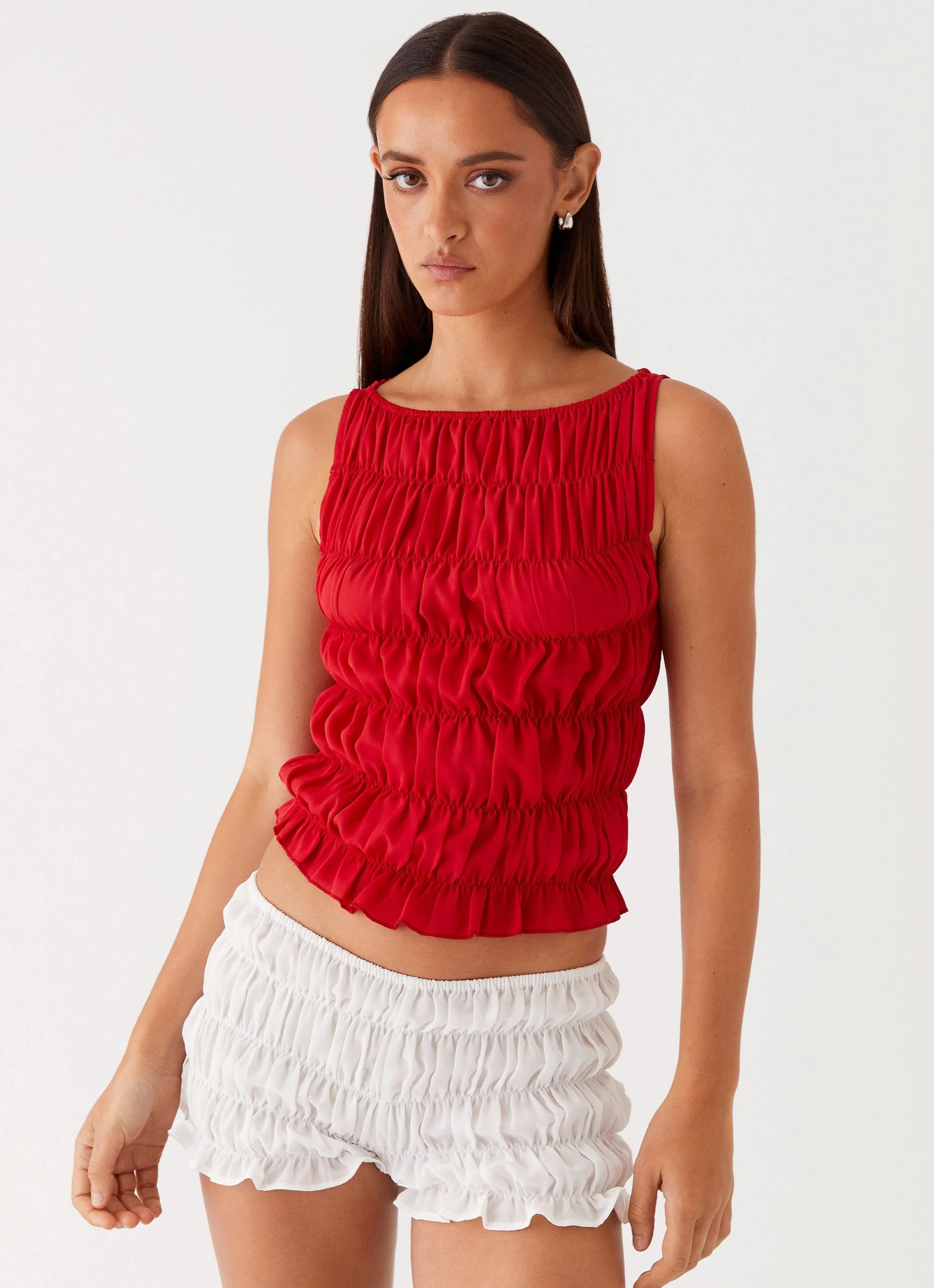 Messina Ruched Tank Top - Red - Image 5