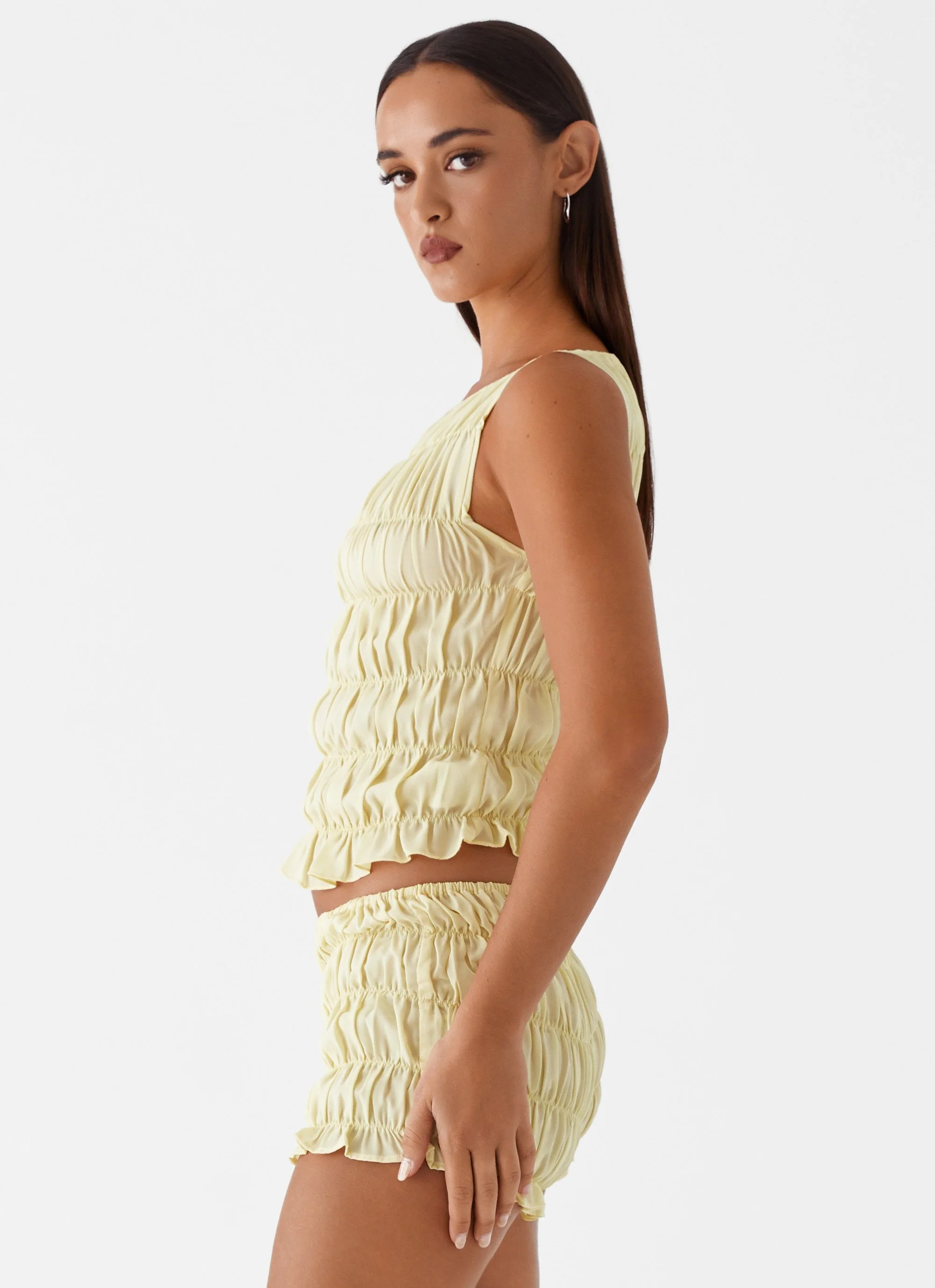Messina Ruched Tank Top - Yellow - Image 3