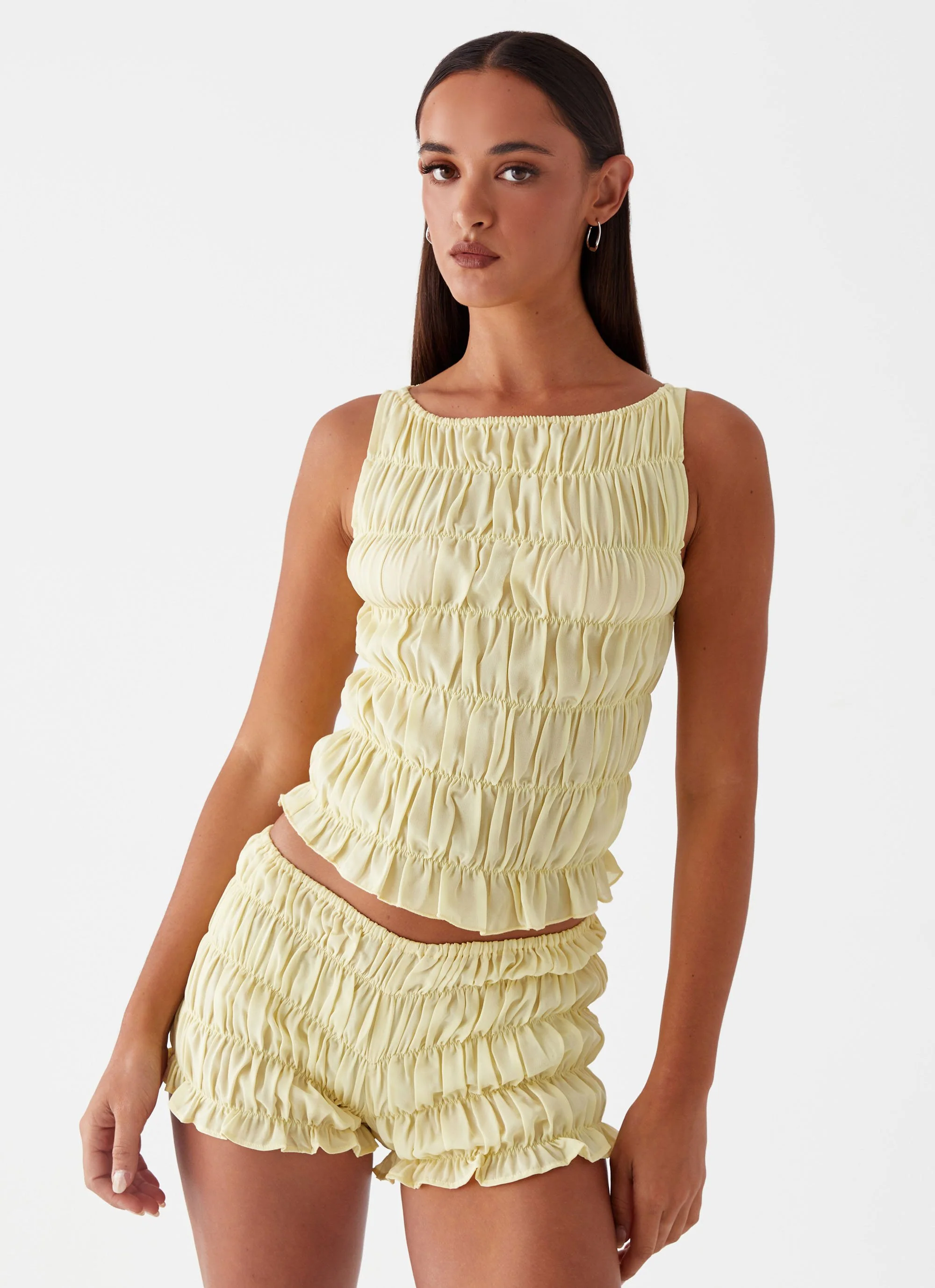 Messina Ruched Tank Top - Yellow - Image 5