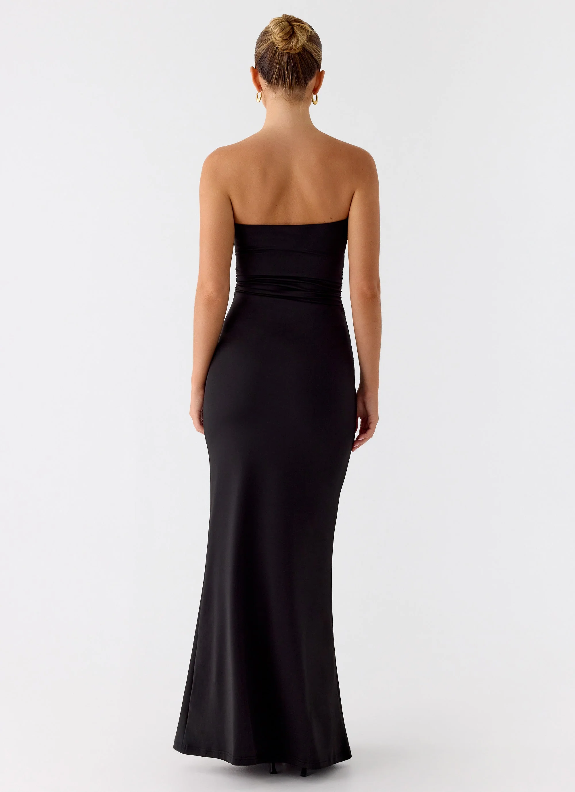 Metal Heart Strapless Maxi Dress - Black - Image 3