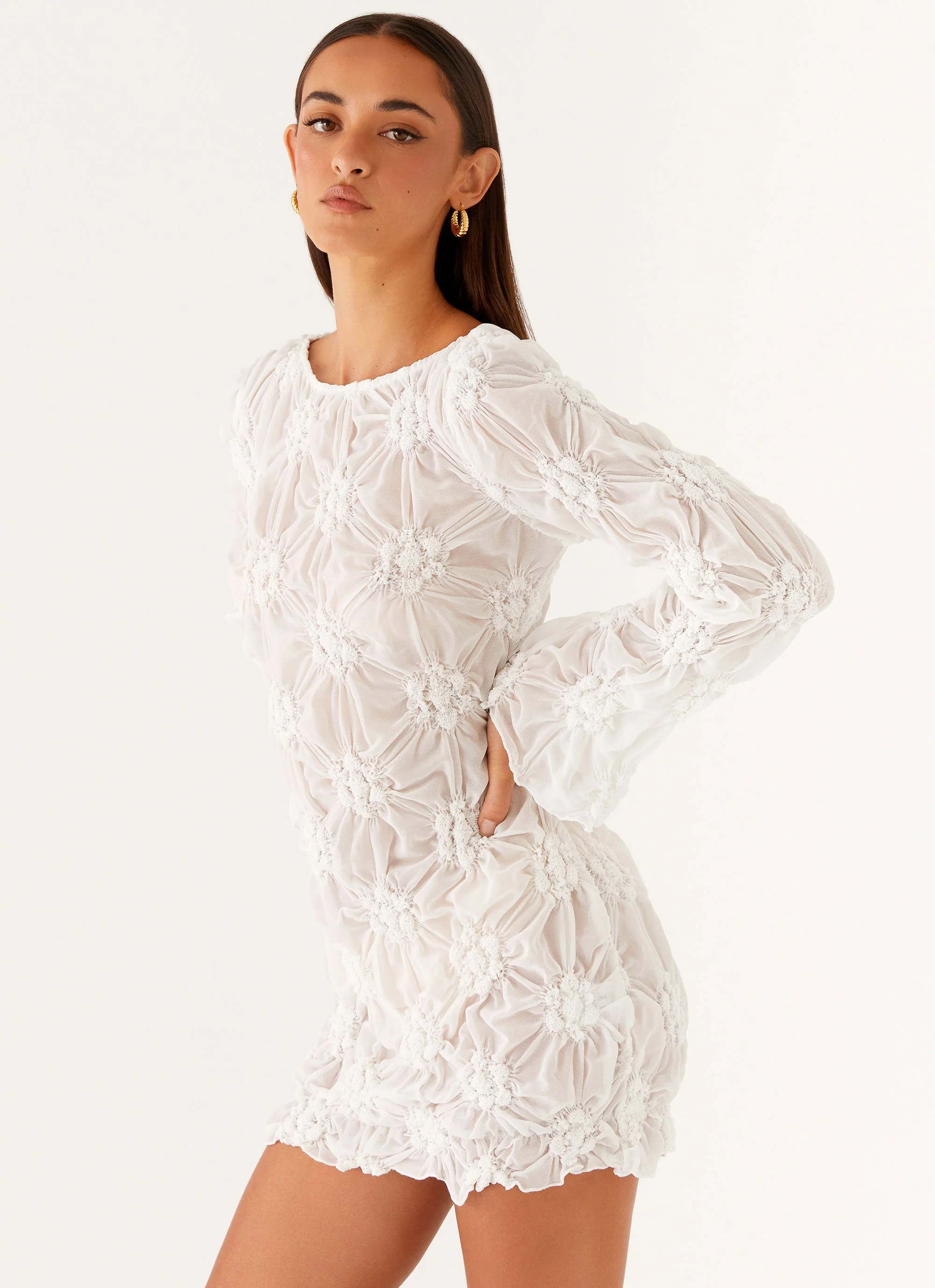 Mia Long Sleeve Dress - Ivory - Image 10