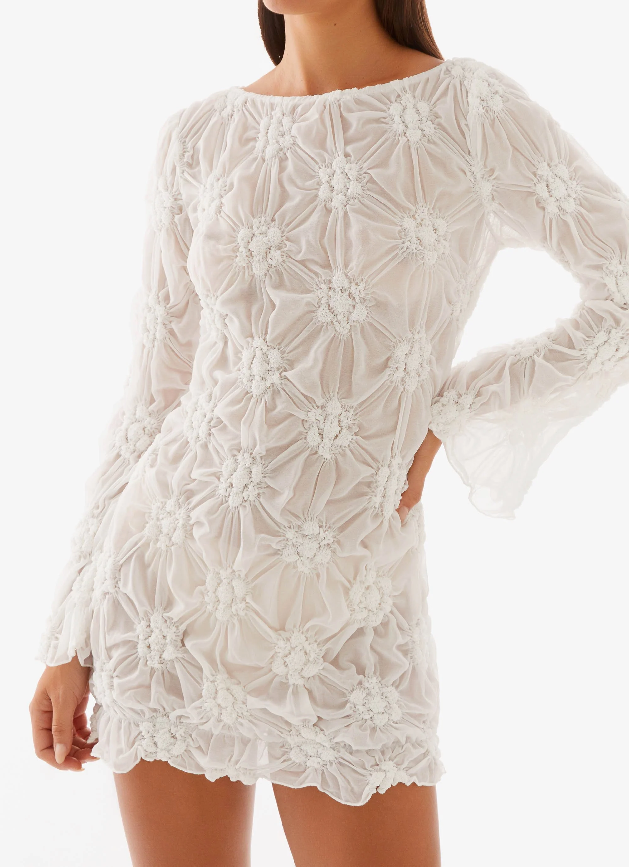 Mia Long Sleeve Dress - Ivory - Image 9