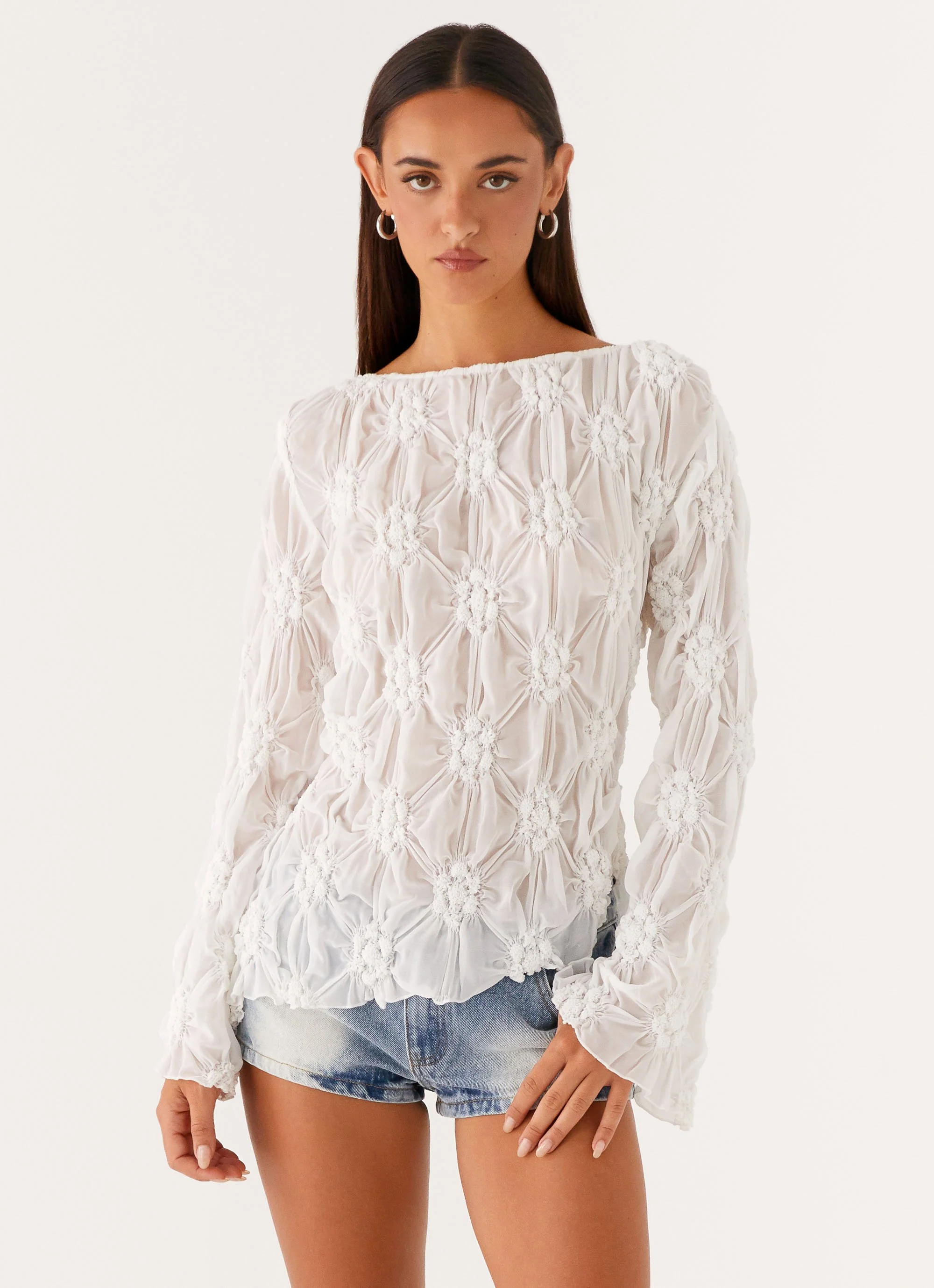 Mia Long Sleeve Top - Ivory - Image 2