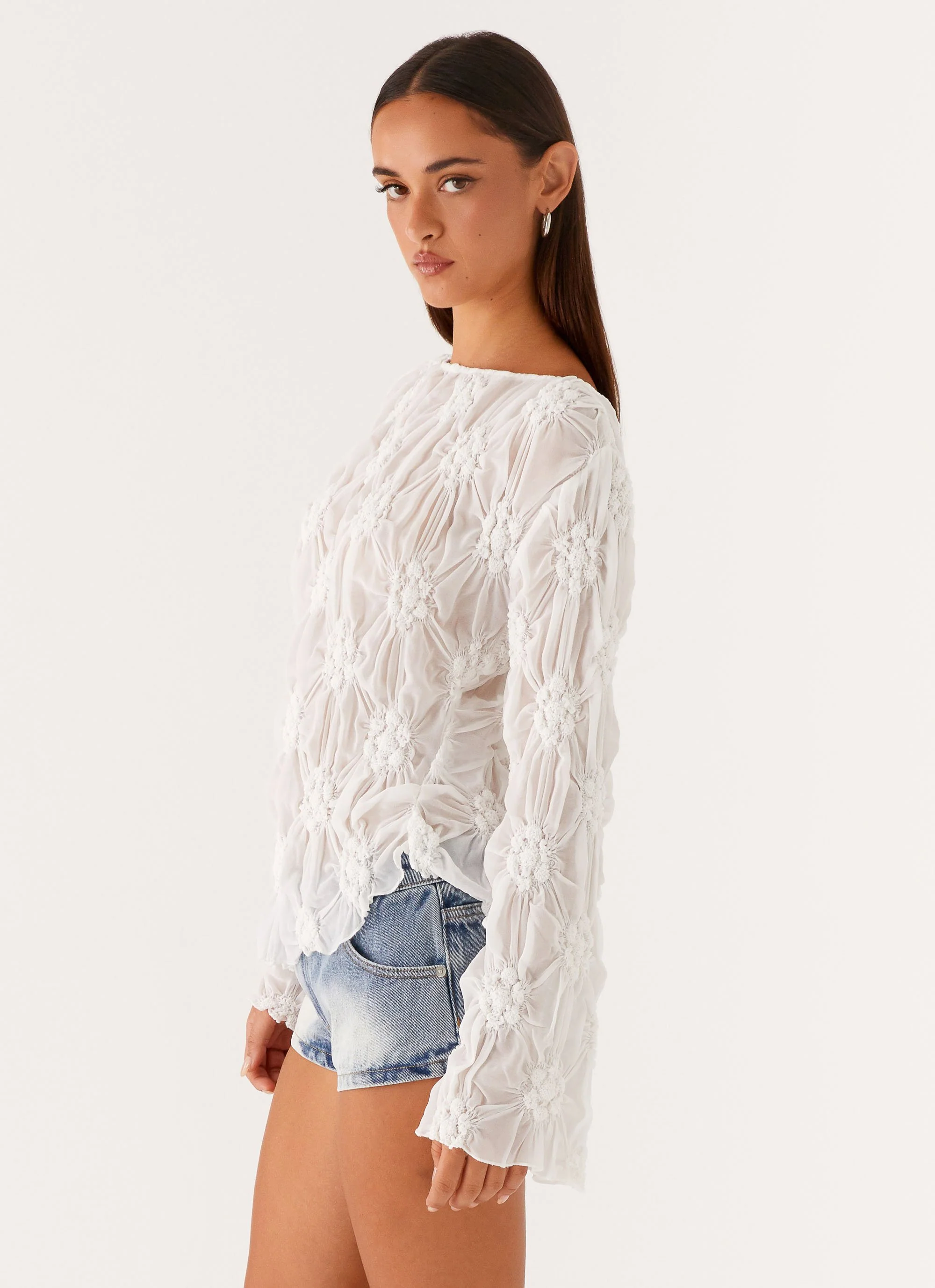 Mia Long Sleeve Top - Ivory - Image 4