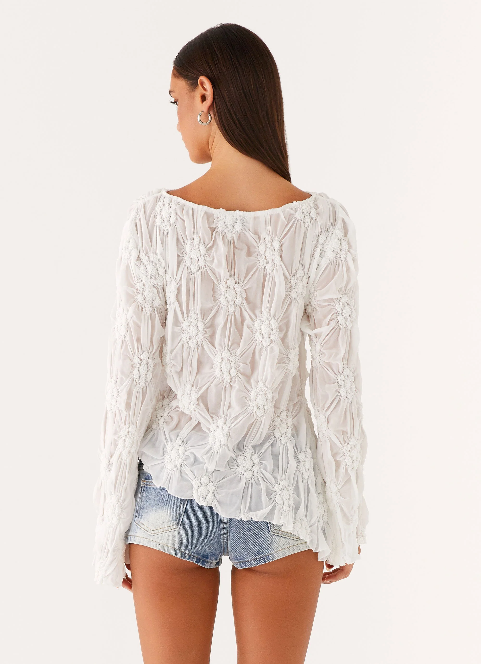 Mia Long Sleeve Top - Ivory - Image 5