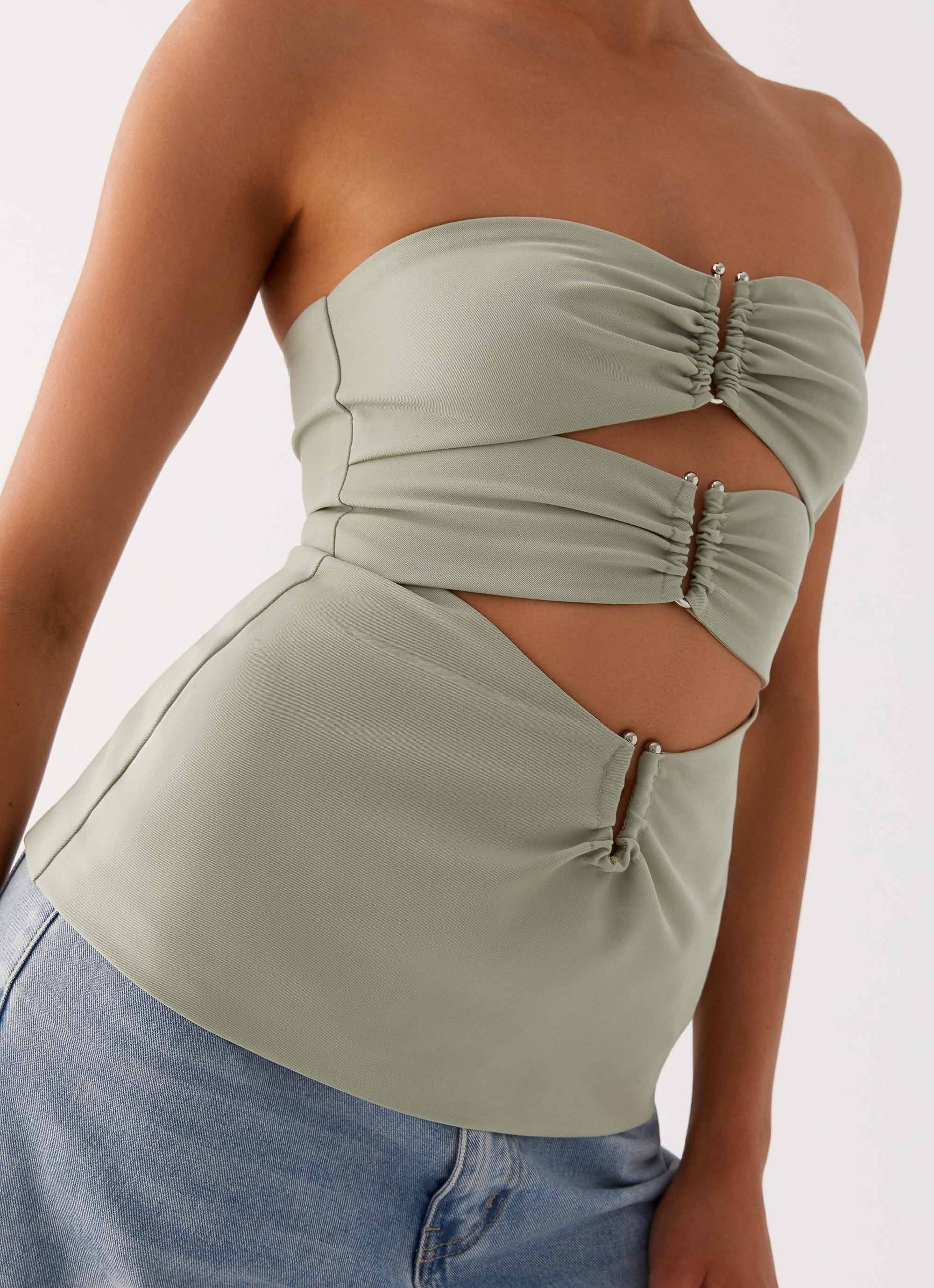 Micha Strapless Top - Khaki - Image 6