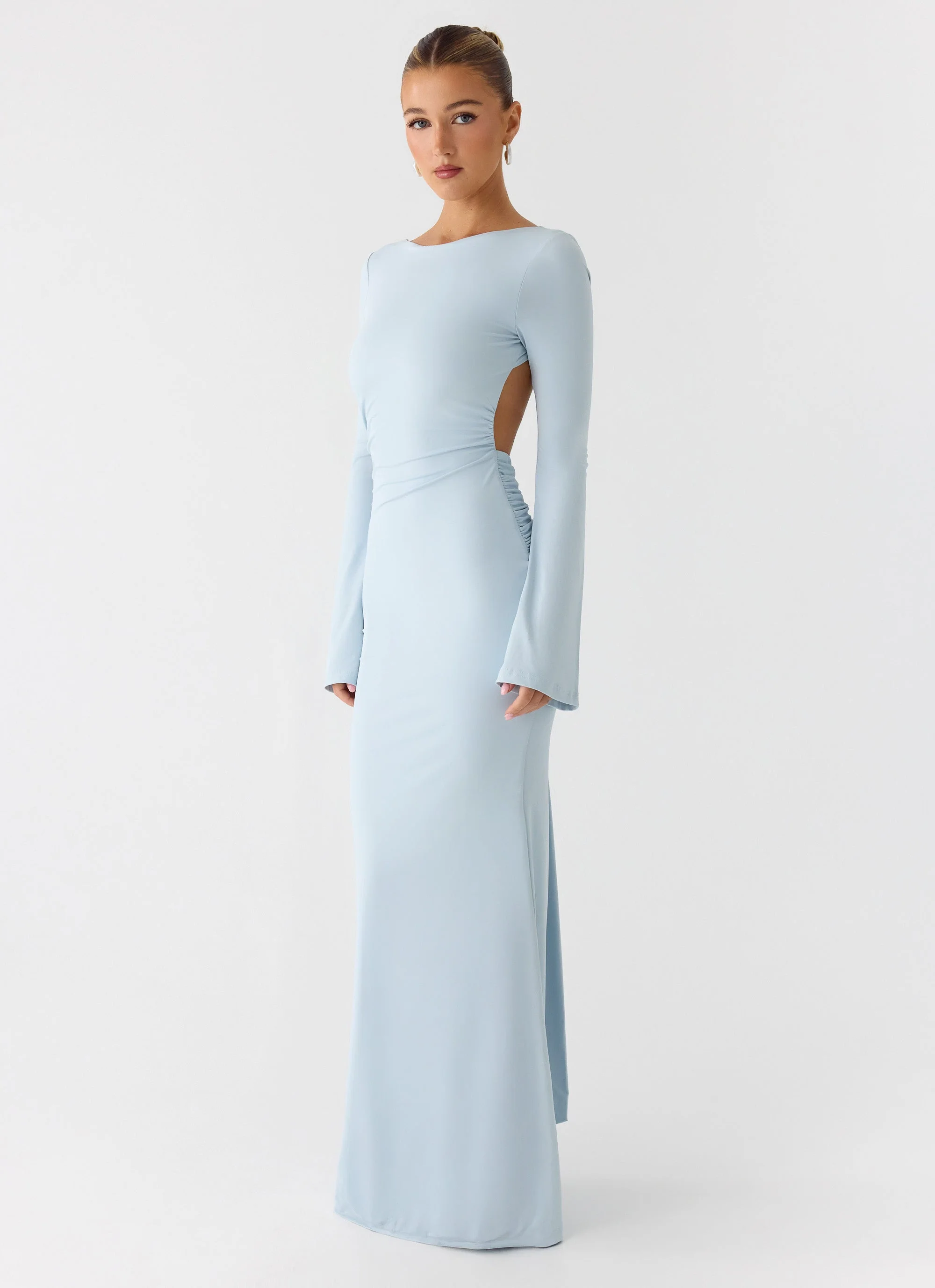 Midnight Song Long Sleeve Maxi Dress - Misty Blue - Image 3