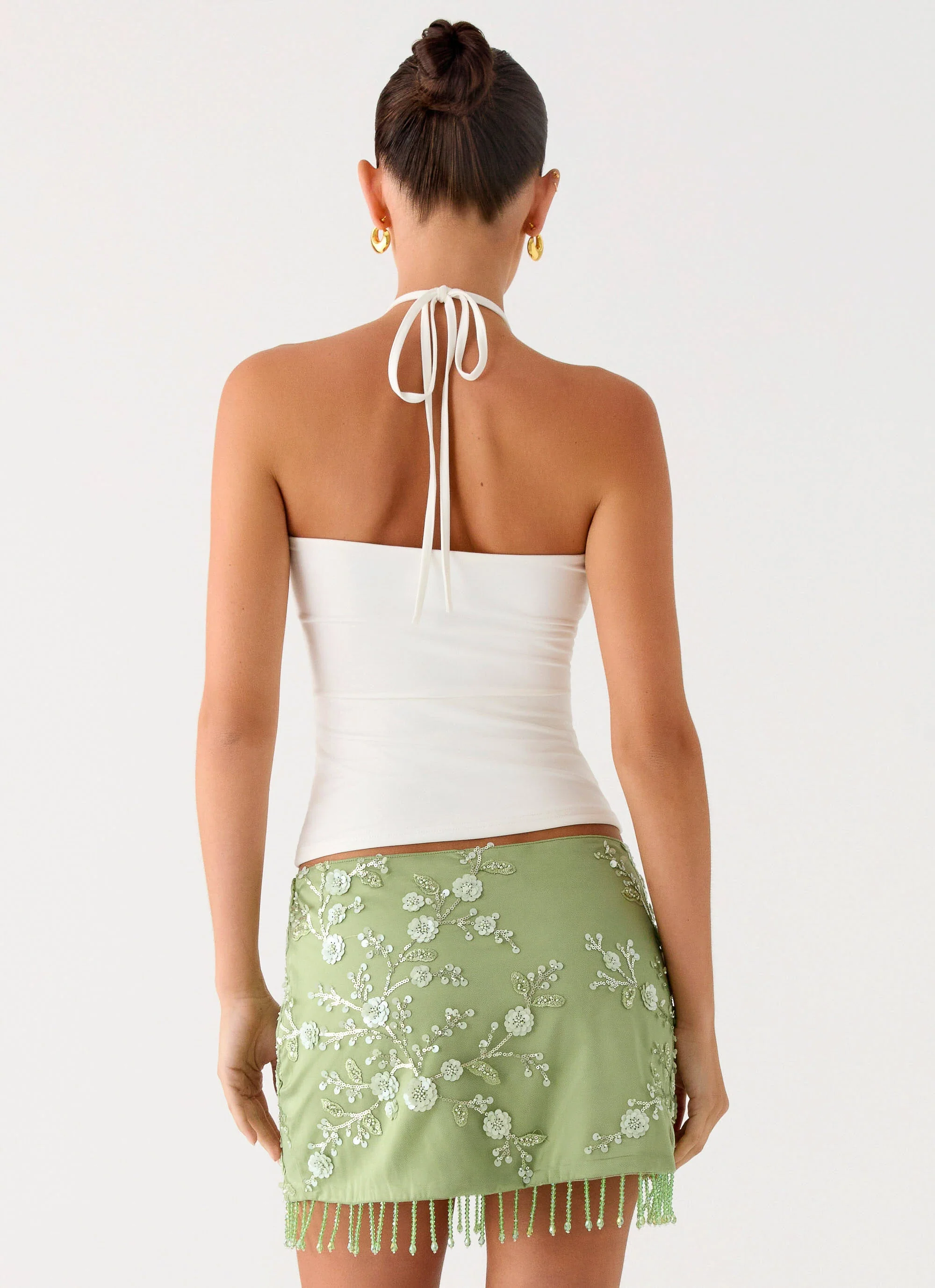 Midnight Tide Tie Side Mini Skirt - Green - Image 3