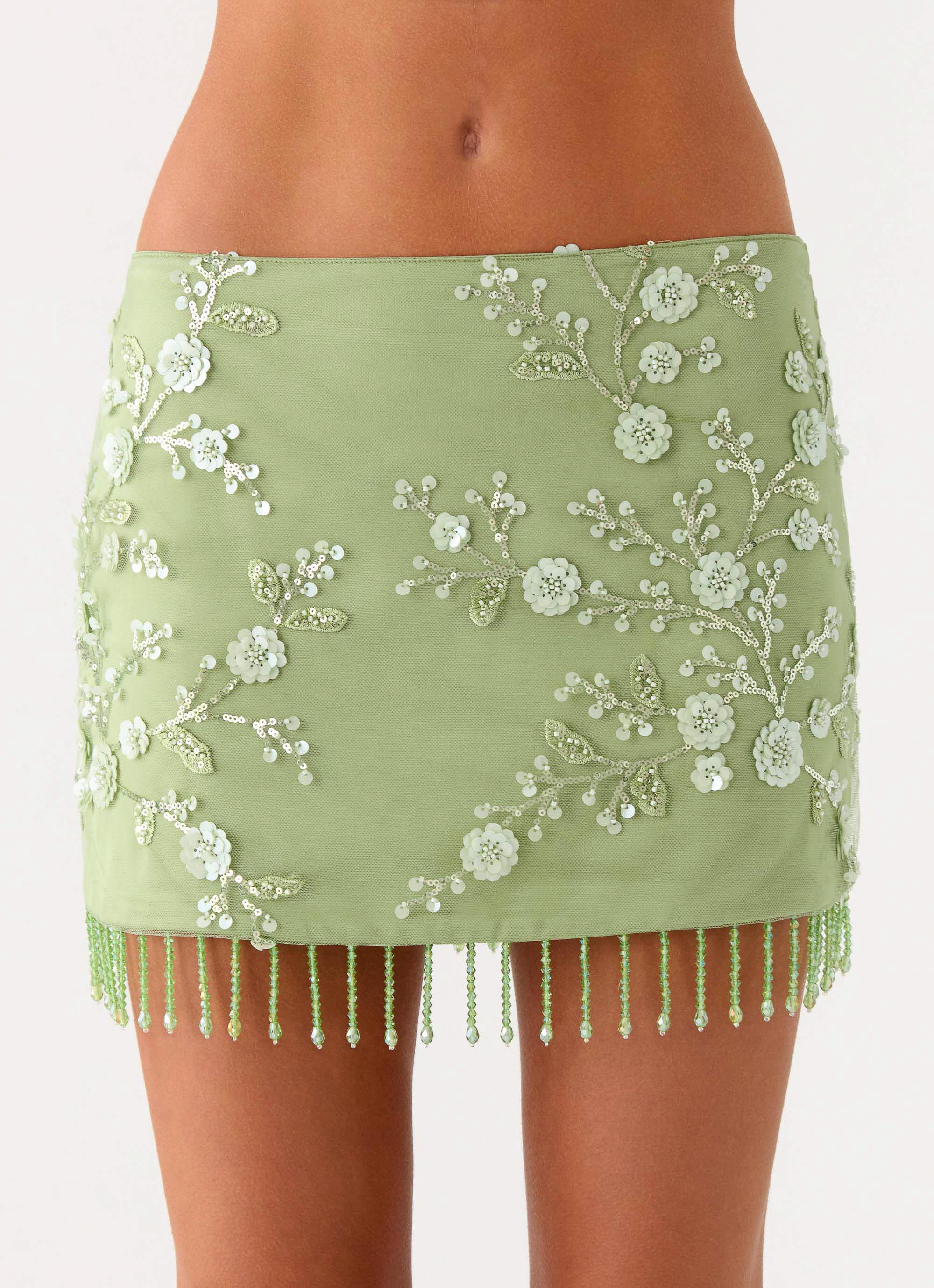 Midnight Tide Tie Side Mini Skirt - Green - Image 7