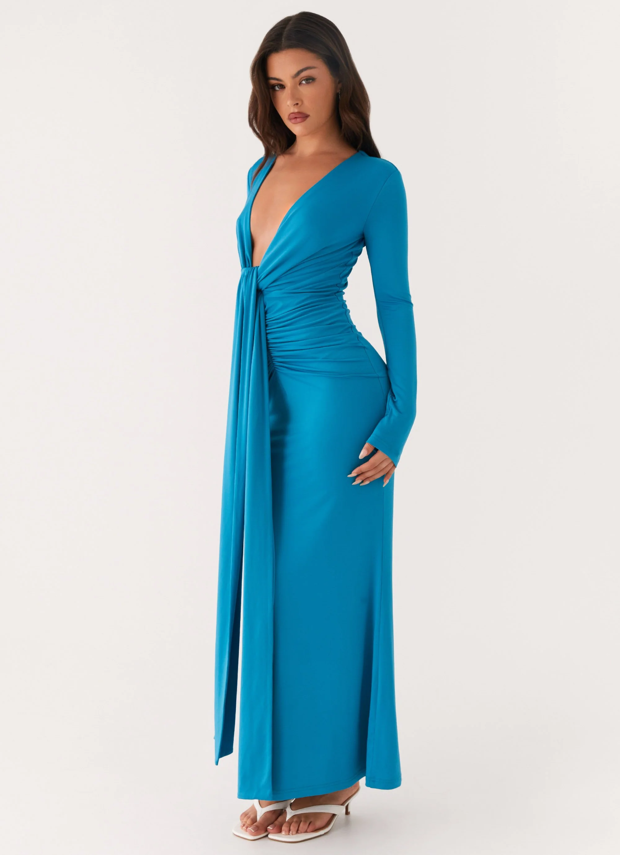 Miesha Long Sleeve Maxi Dress - Blue - Image 3