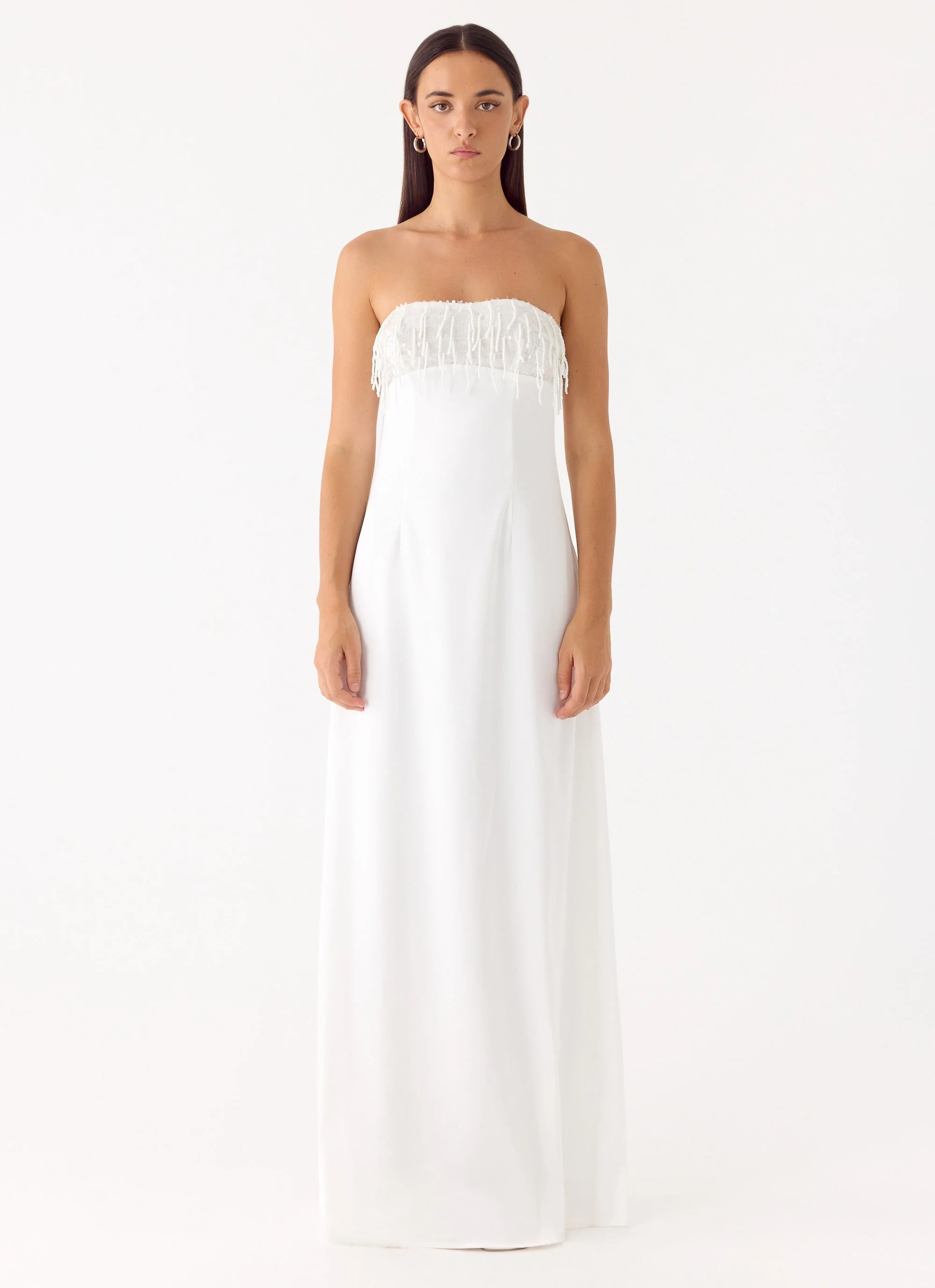 Miftie Beaded Sequin Maxi Dress - White - Image 4