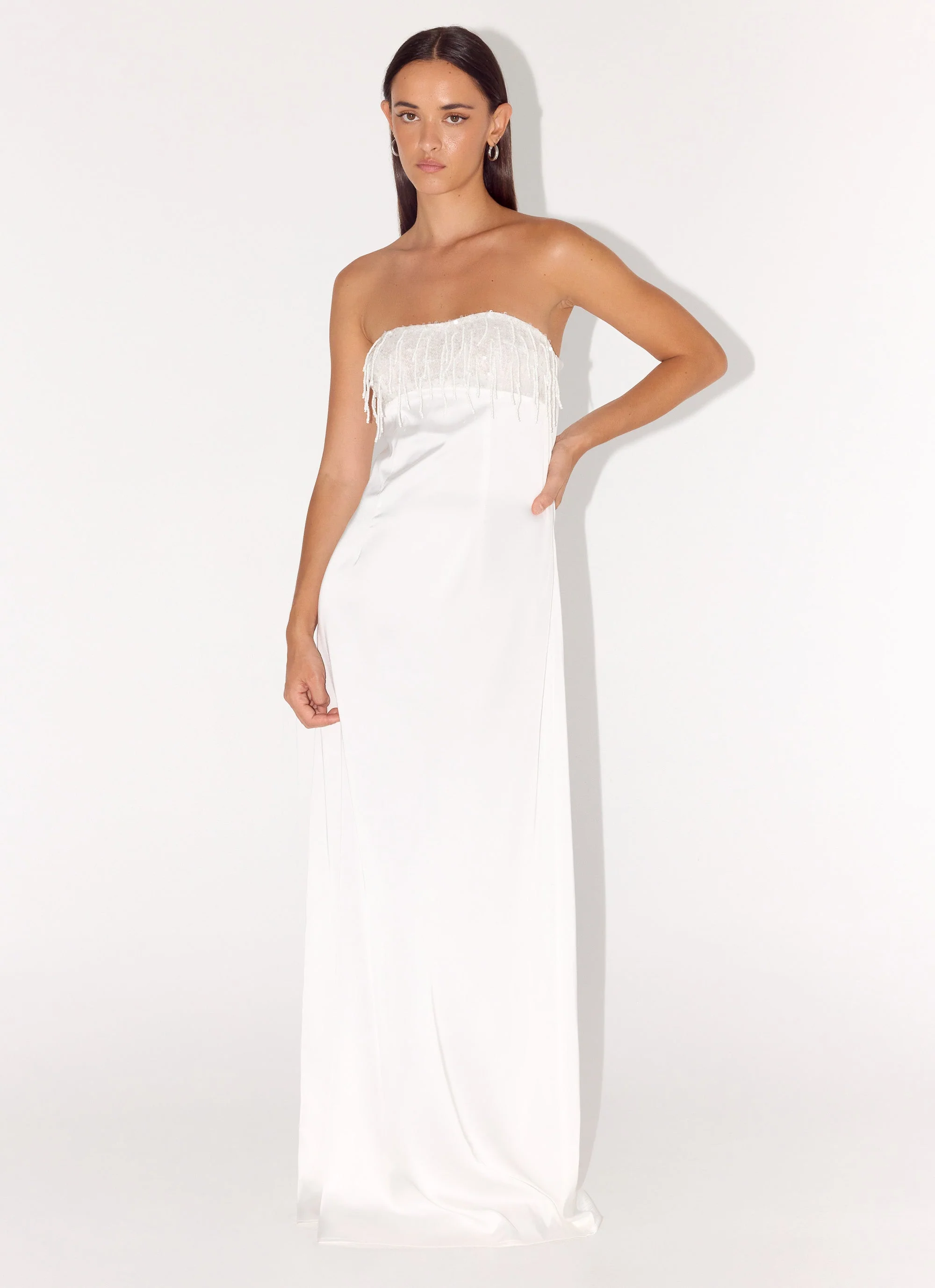 Miftie Beaded Sequin Maxi Dress - White - Image 5