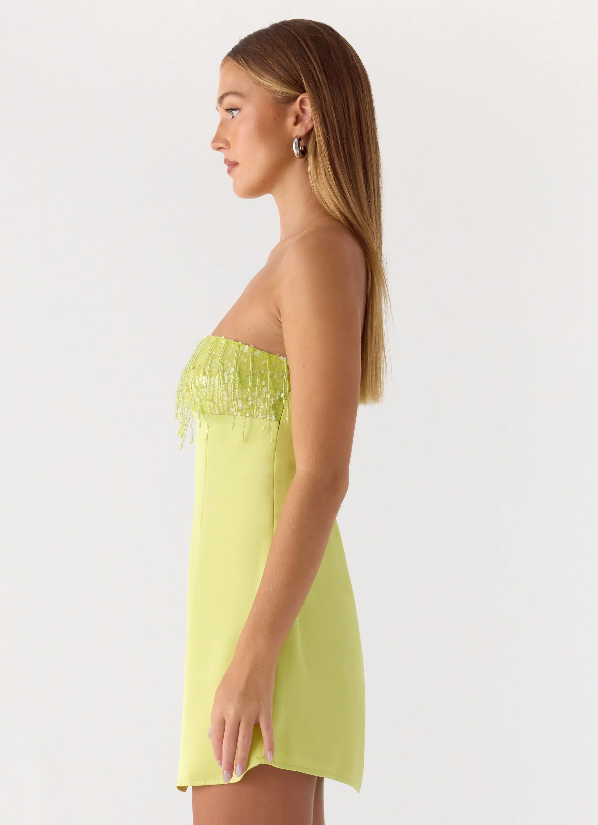 Miftie Beaded Sequin Mini Dress - Lime - Image 2