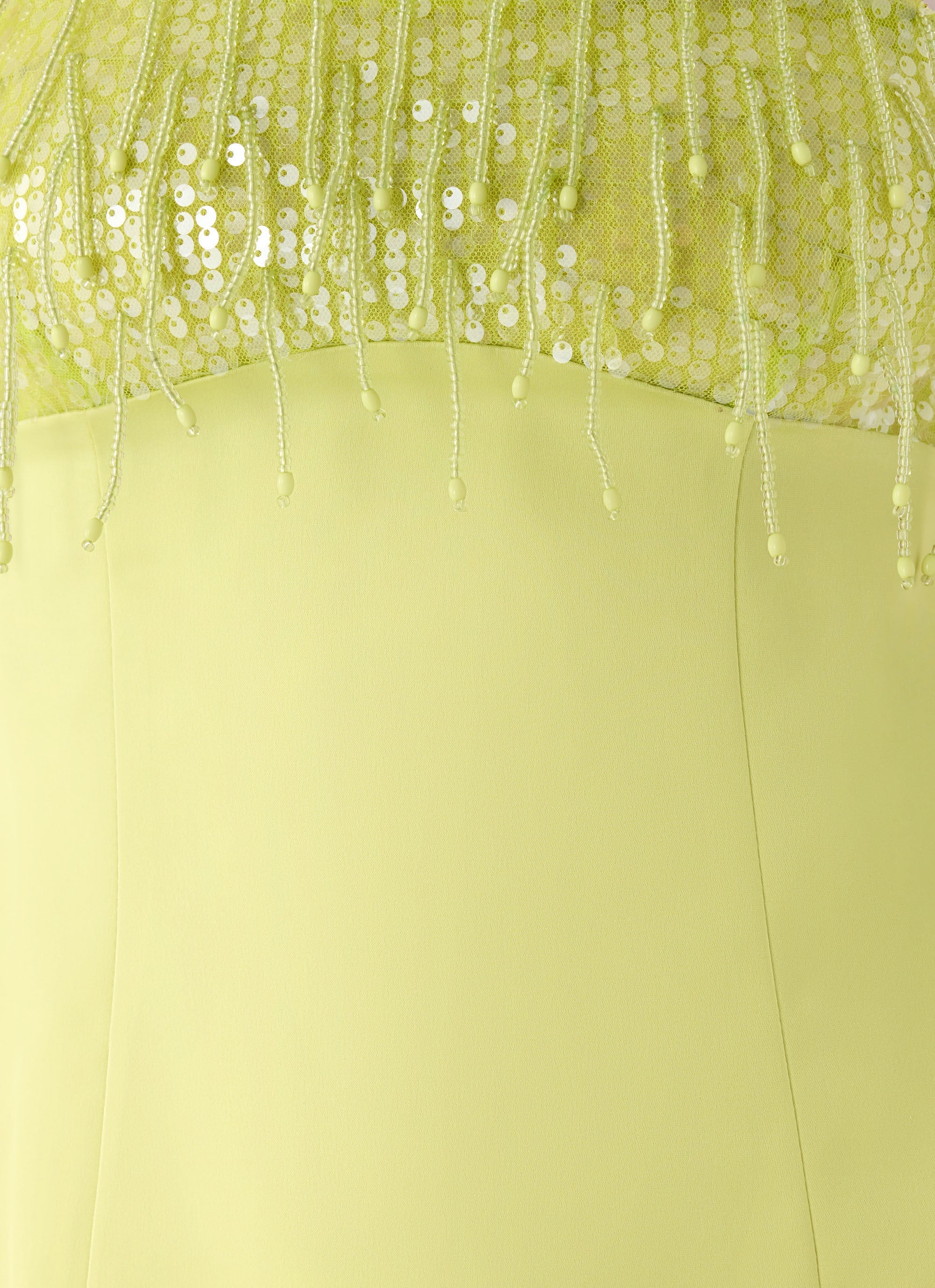 Miftie Beaded Sequin Mini Dress - Lime - Image 5