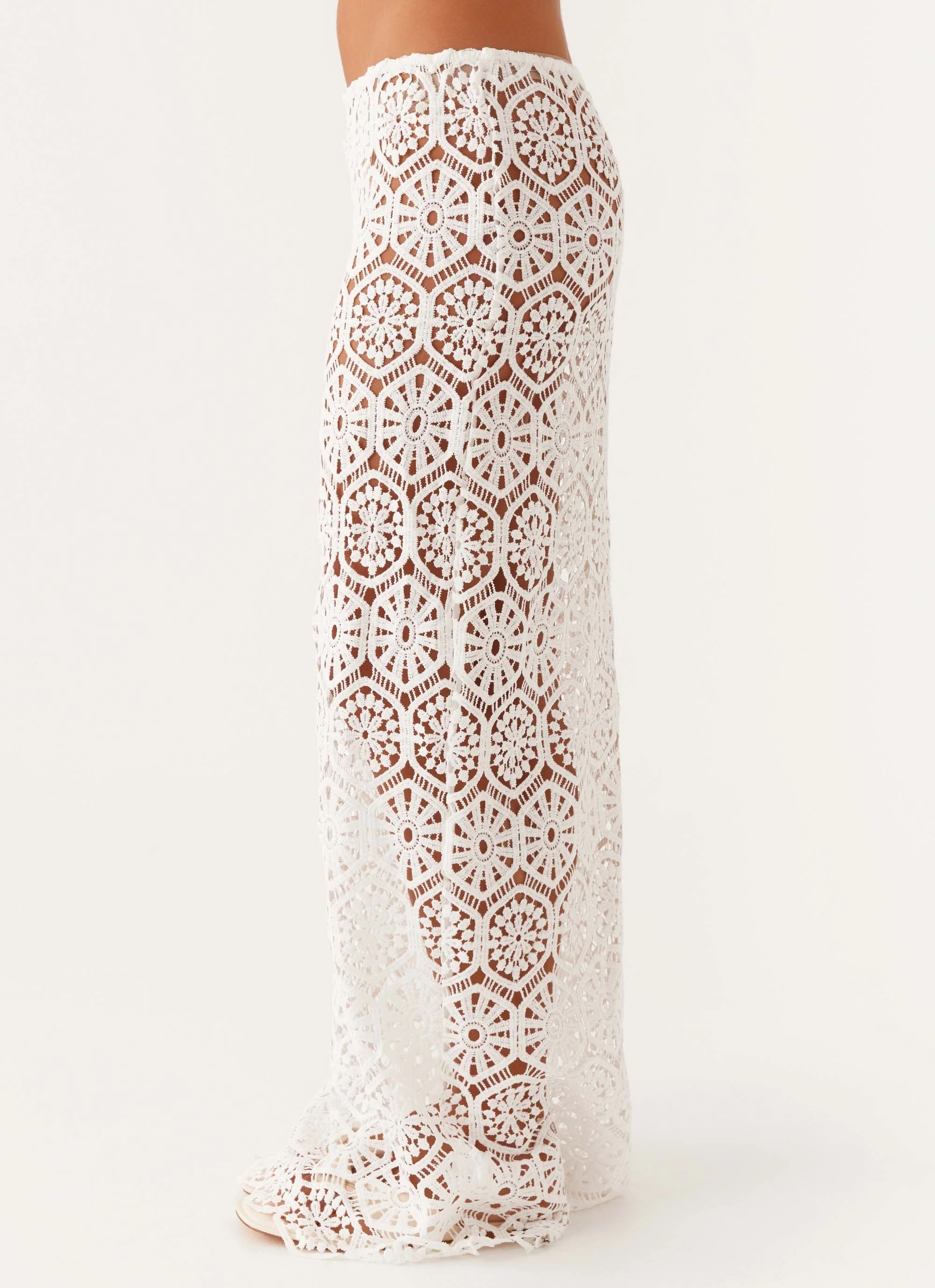 Mika Low Rise Crochet Maxi Skirt - White - Image 4
