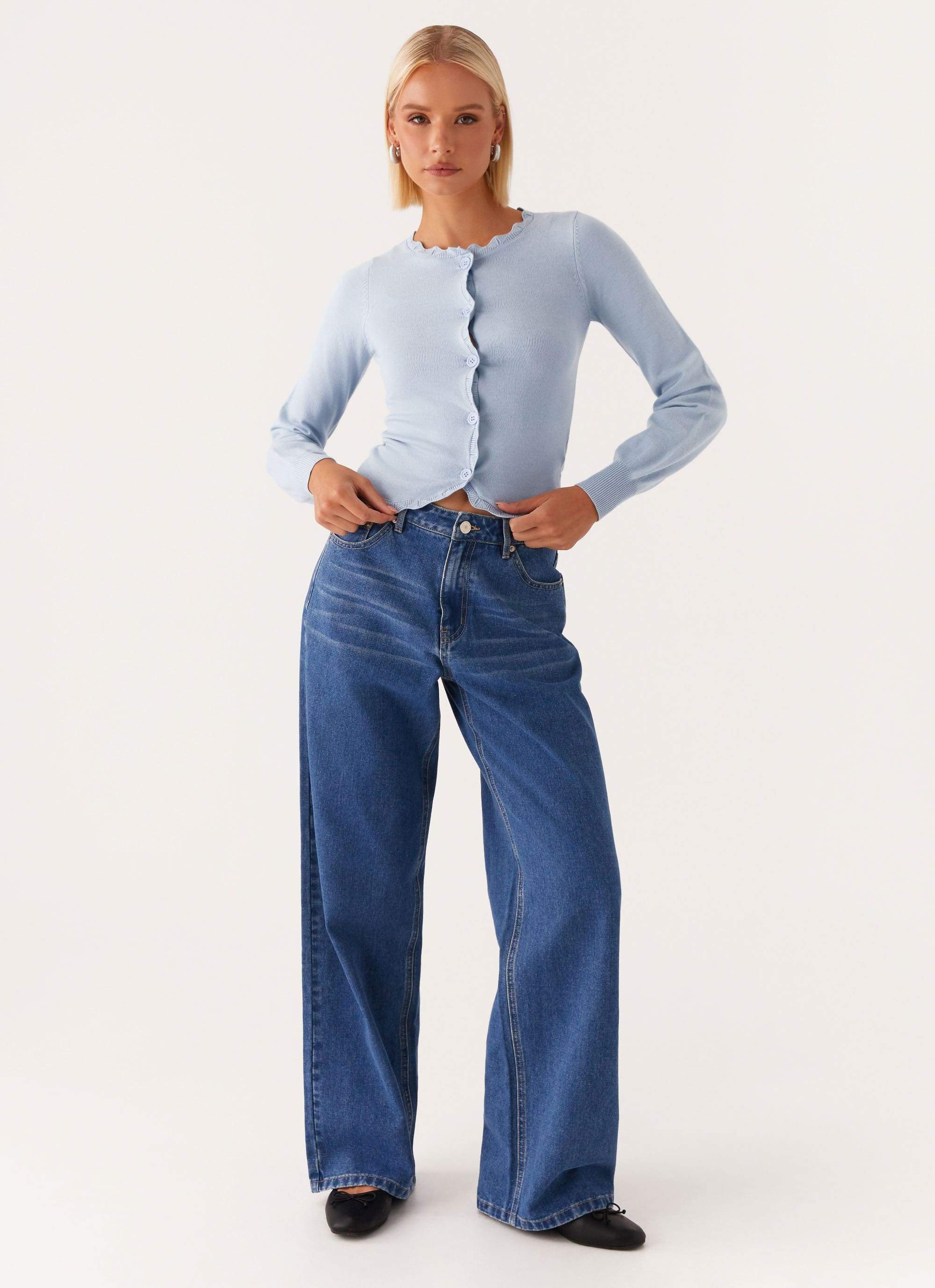Mikah Lace Trim Cardigan - Baby Blue - Image 6
