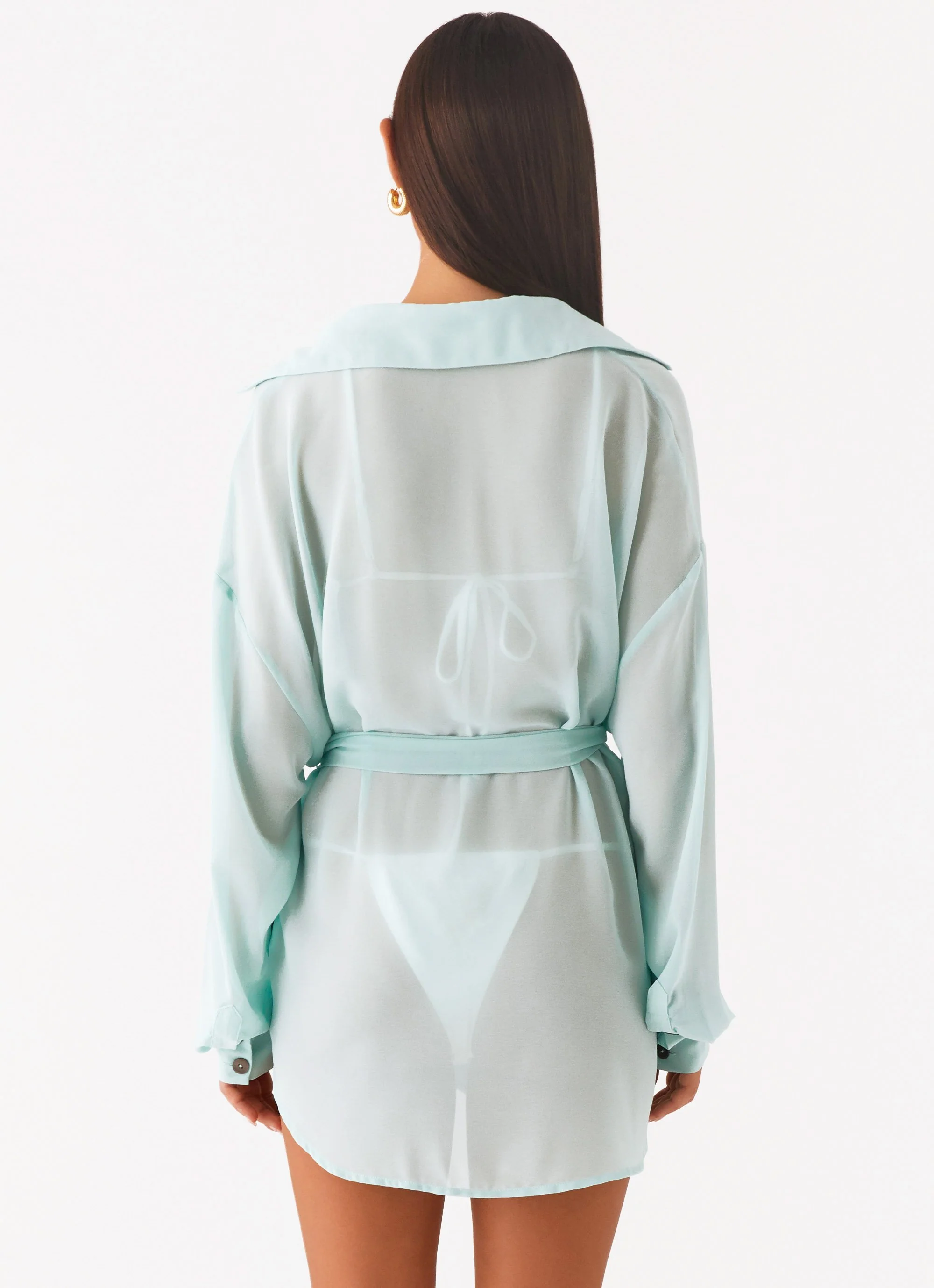 Miley Oversized Chiffon Shirt - Pale Blue - Image 4