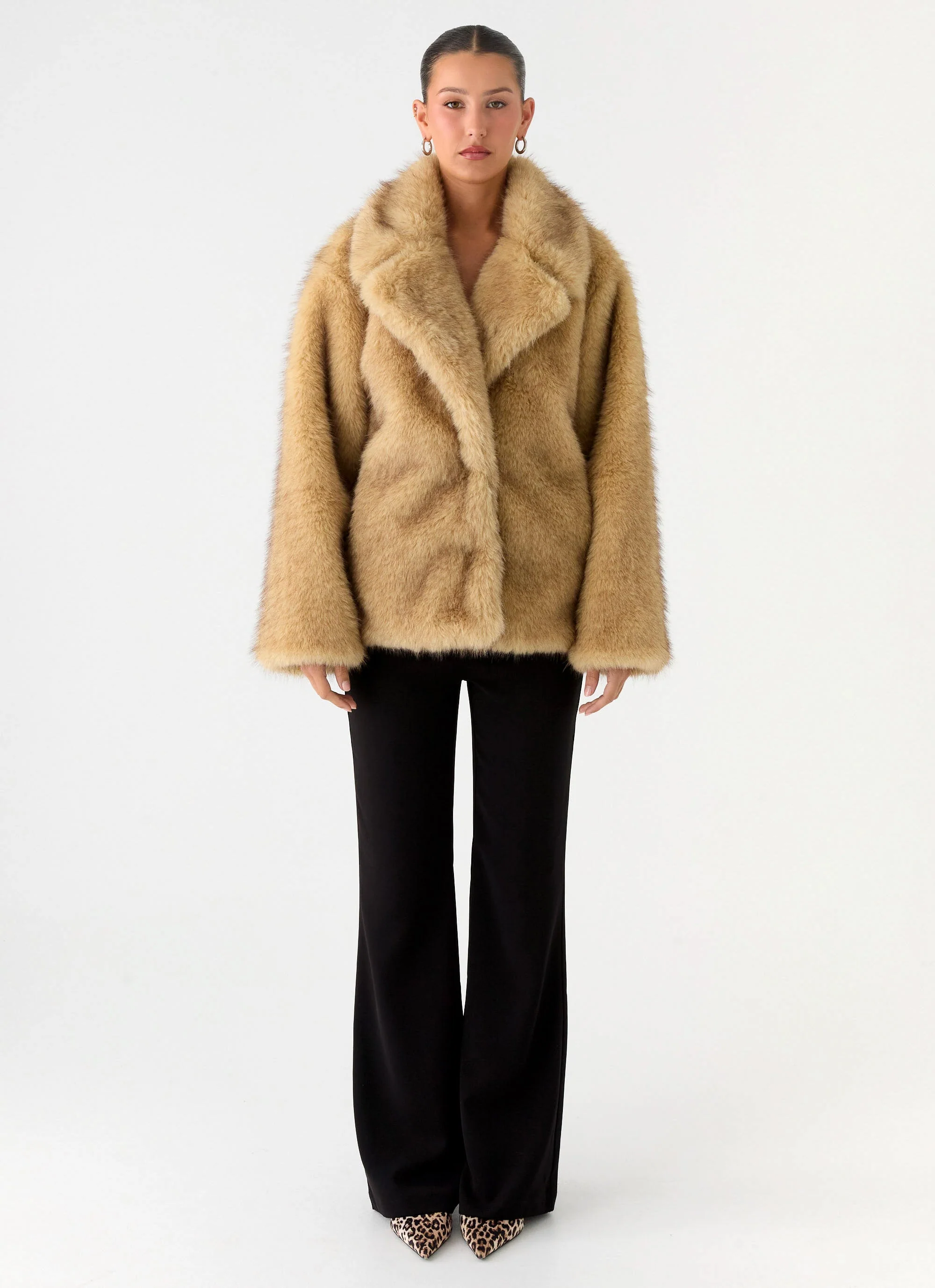Milika Faux Fur Coat - Beige - Image 4